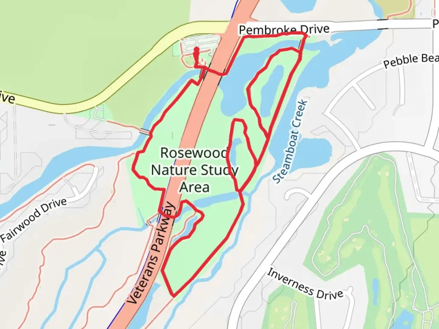 An image depicting the trail Dry Creek and Steamboat Creek Loop and its surrounding area.