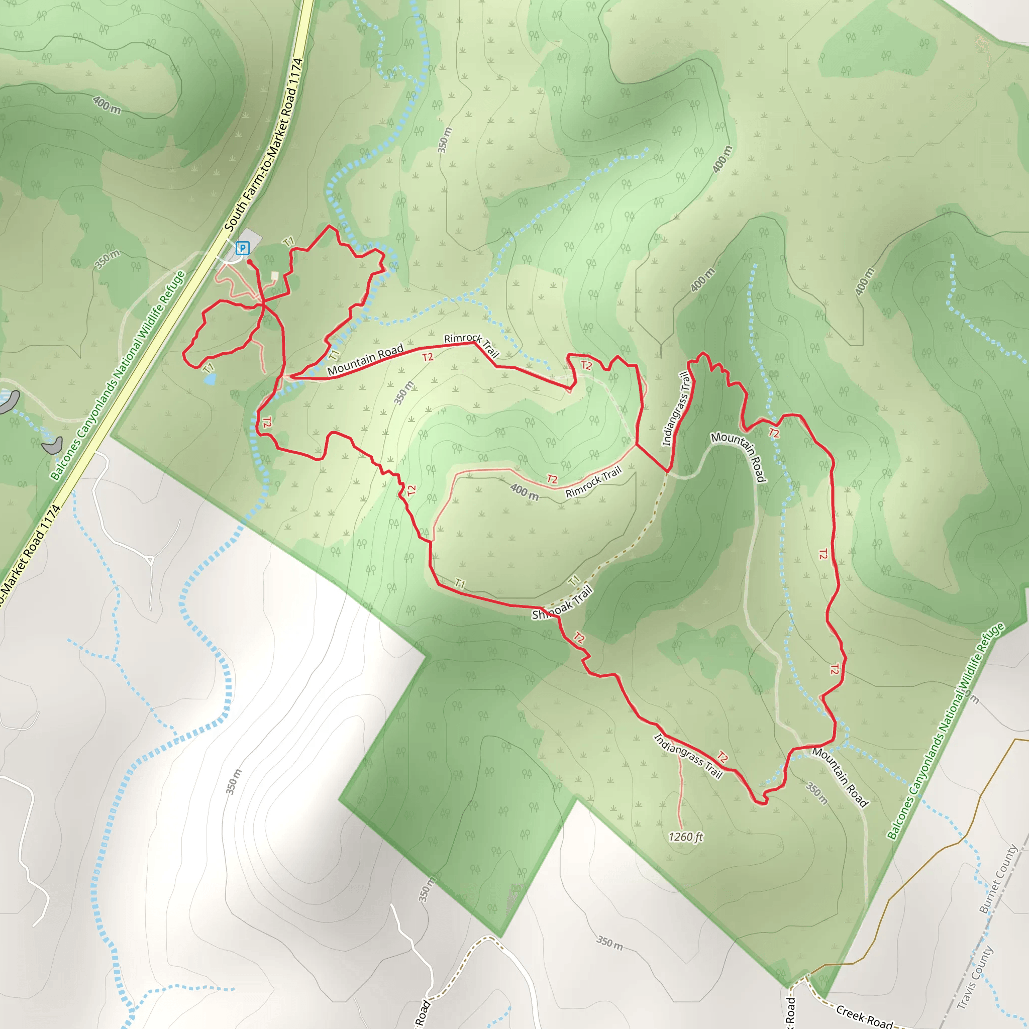 Indiangrass and Rimrock Loop Trail mobile static map