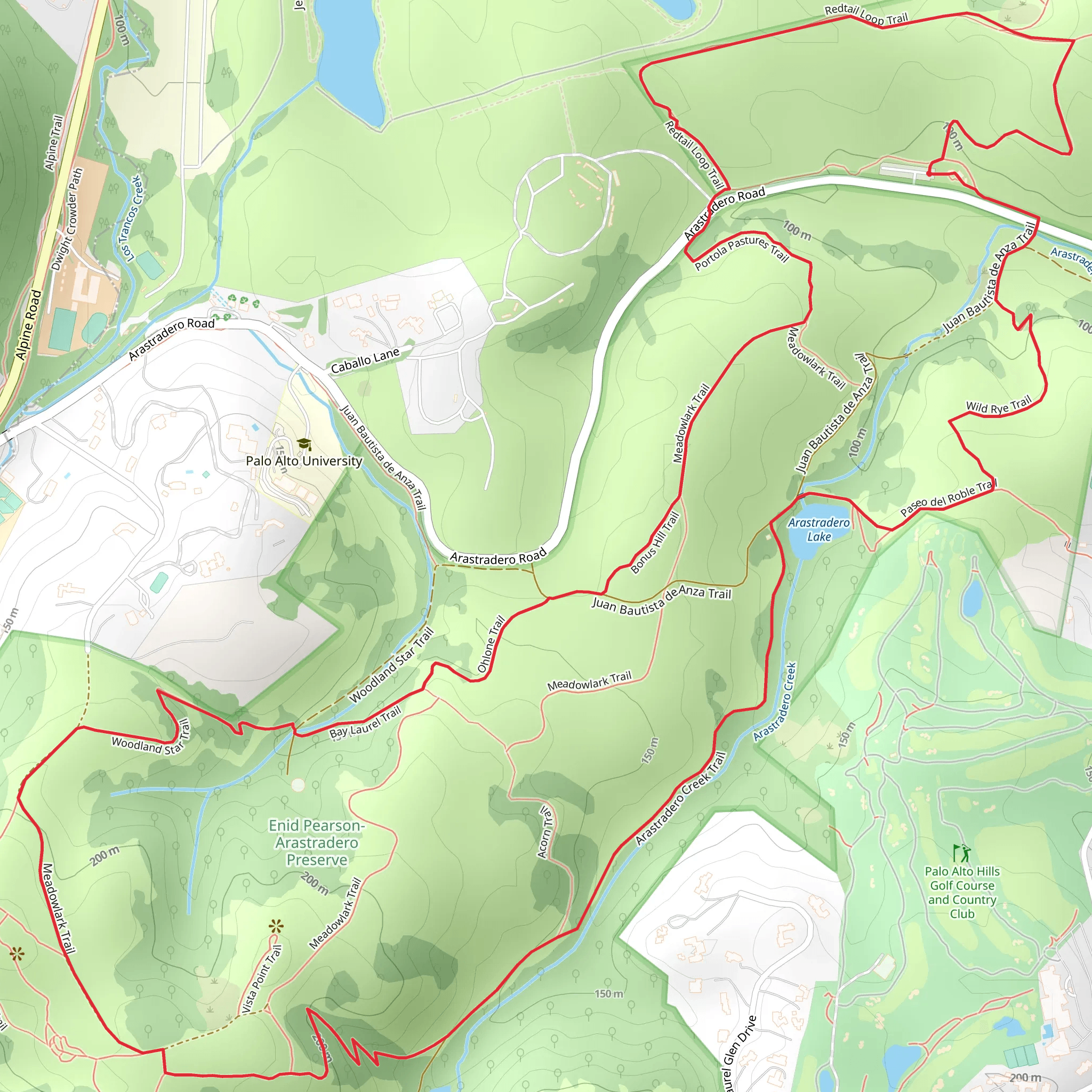 Arastradero Lake and Arastradero Creek Loop Trail mobile static map