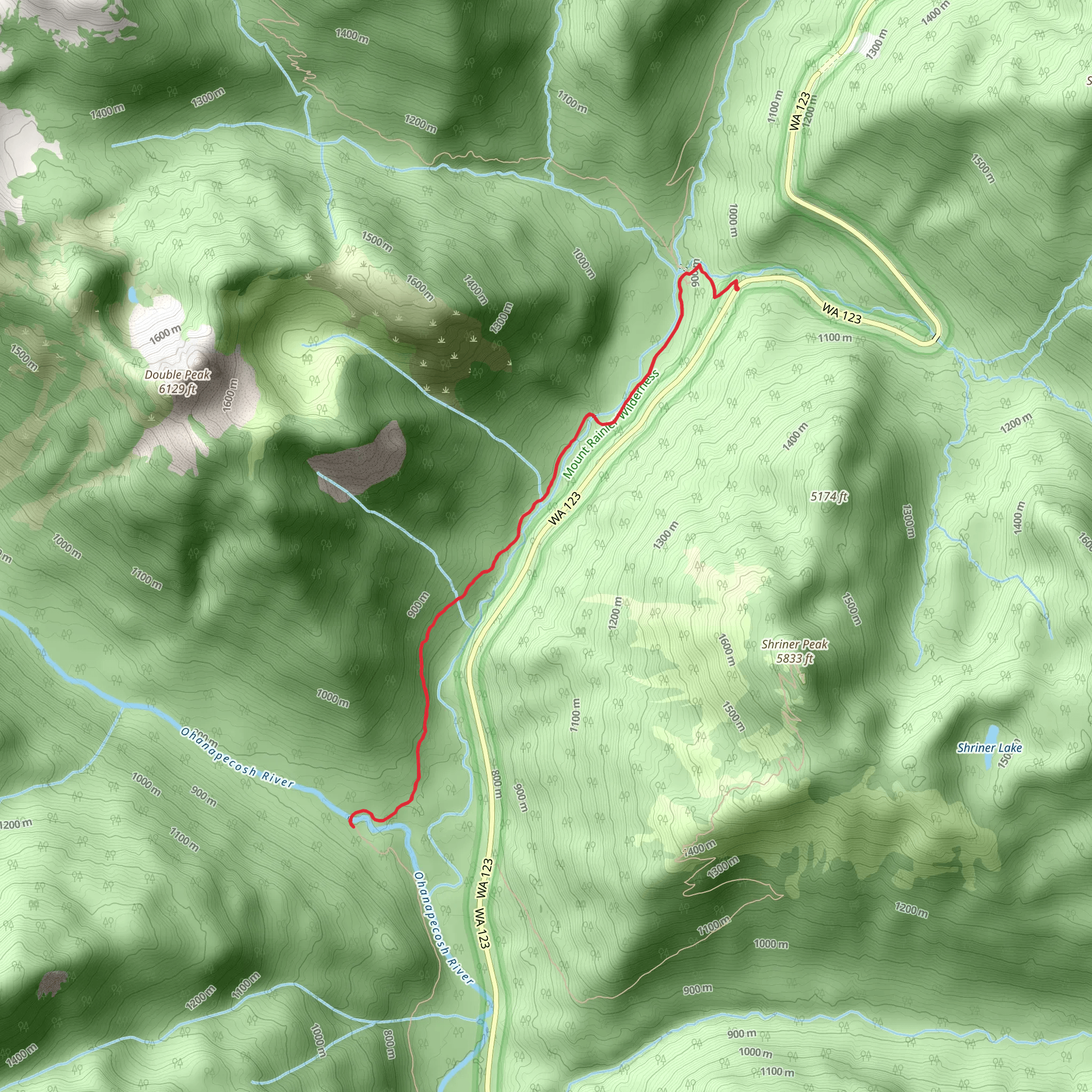 Ohanapecosh River via Owyhigh Lakes Trail mobile static map