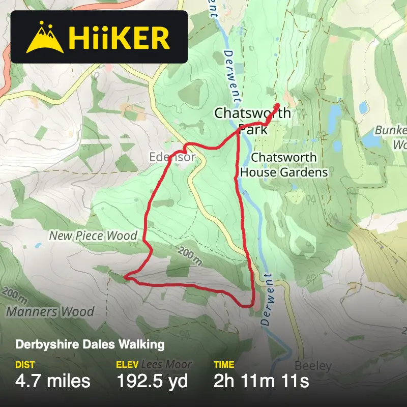 A map preview of the recording Derbyshire Dales Walking.