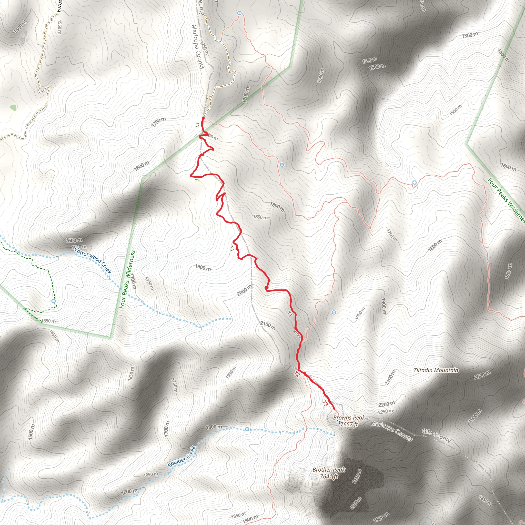 Browns Peak Trail mobile static map