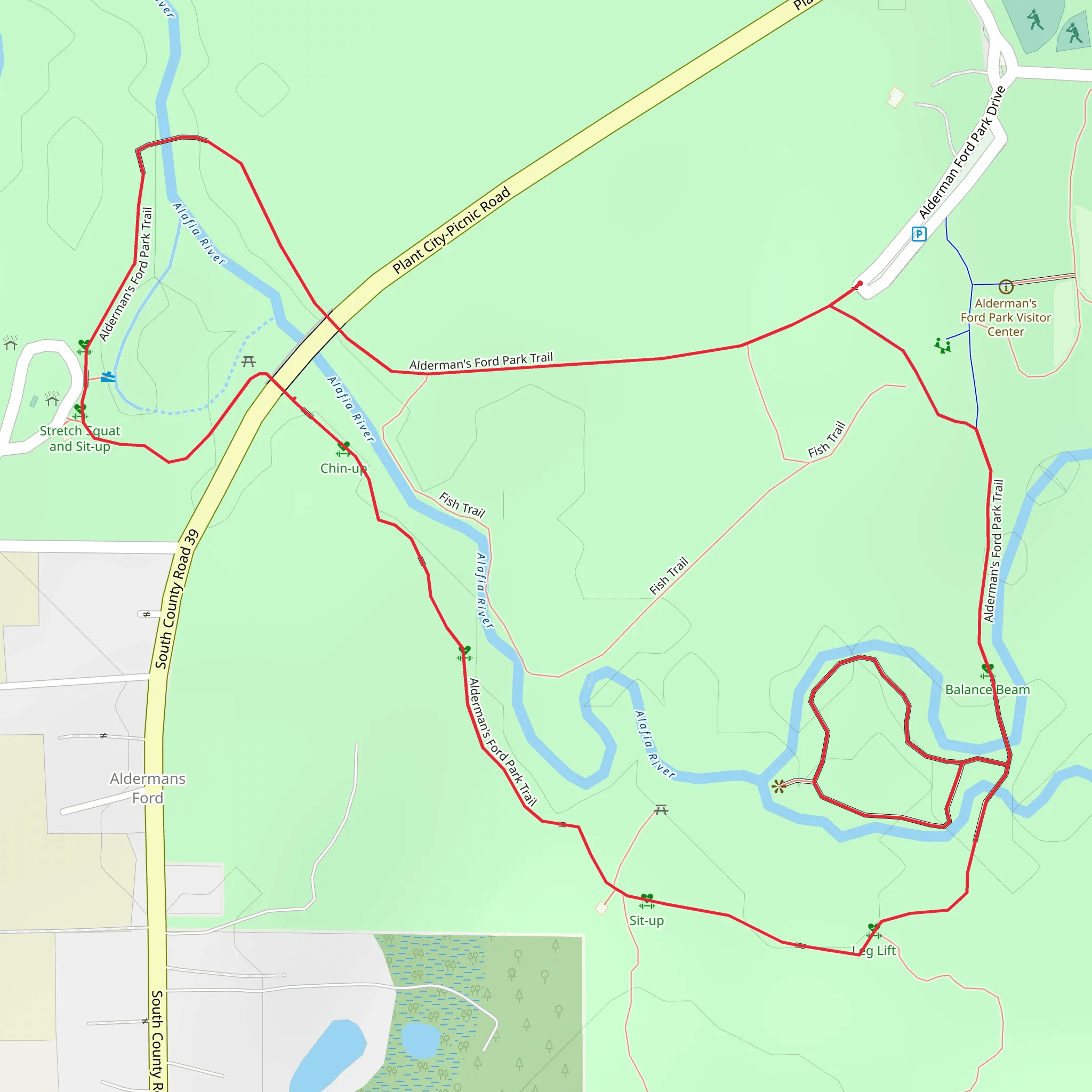 Alderman Ford Park Trail Loop mobile static map