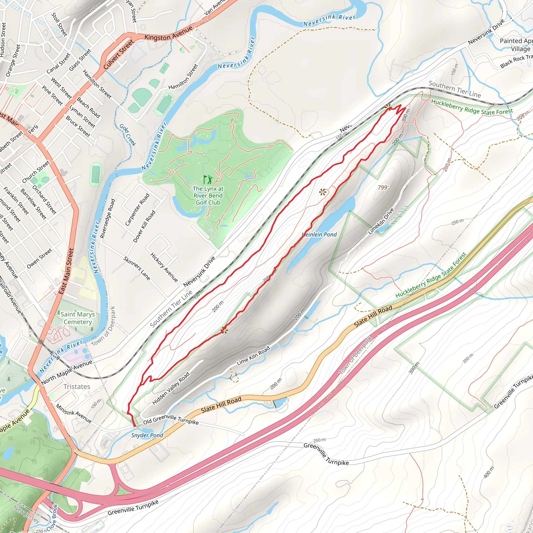 Minisink Trail - Yellow and Lenape Ridge Trail - Red Loop mobile static map