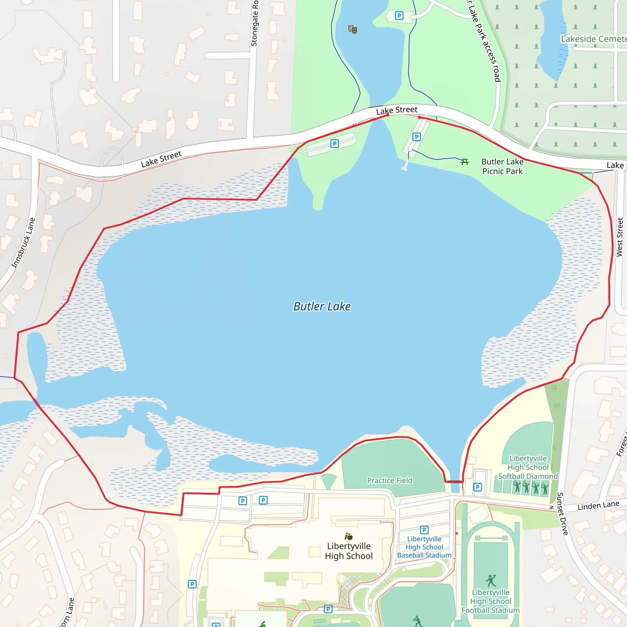 Butler Lake Loop mobile static map