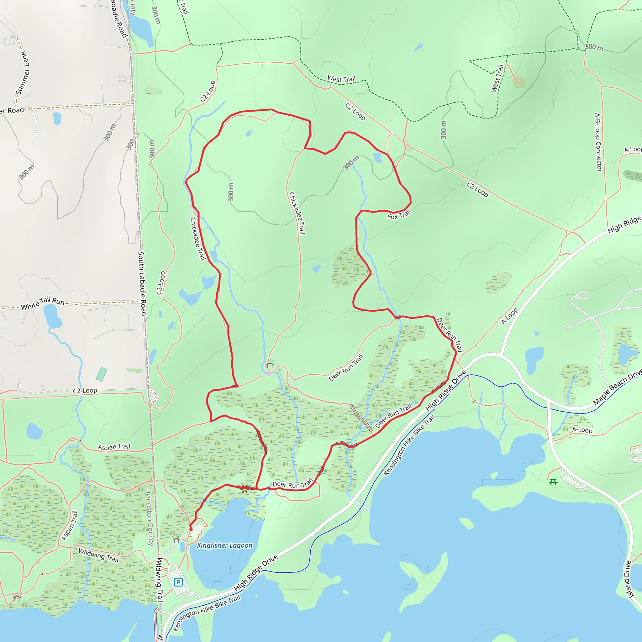 Deer Run, Fox Run and Chickadee Loop Trail mobile static map
