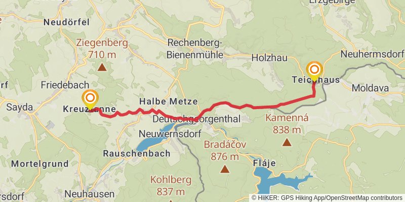 Kammweg Erzgebirge - Vogtland alt 2 Map