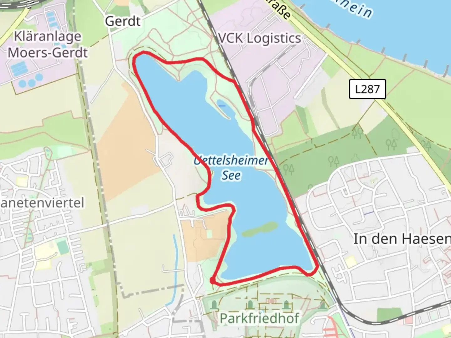 An image depicting the trail Uettelsheimer See Loop and its surrounding area.
