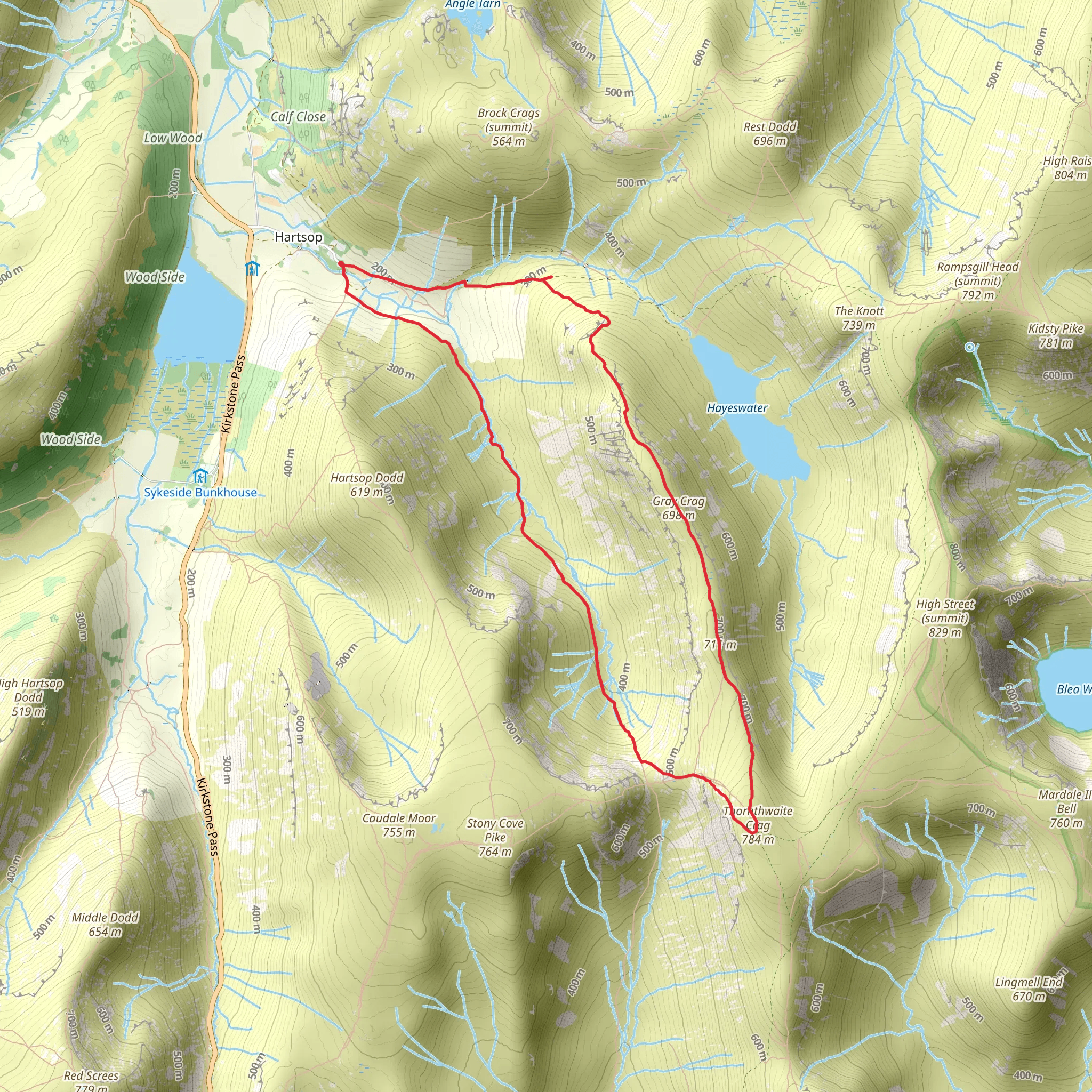 Gray Crag and Thornthwaite Crag Loop mobile static map