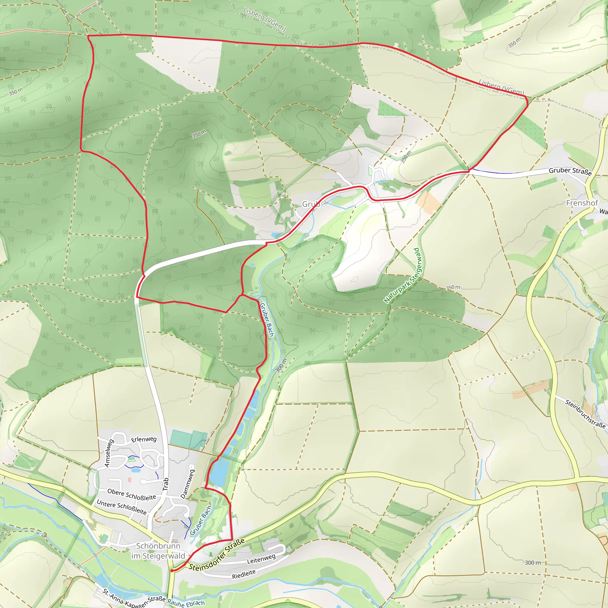 Gruber Bach via Hoelderlingweg Lisberga and Luitpoldweg mobile static map