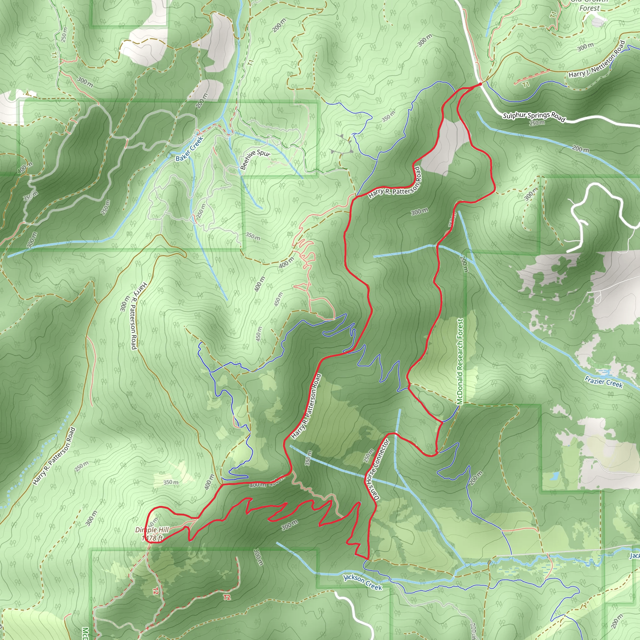 Dimple Hill and Upper Dan's Loop Trail mobile static map