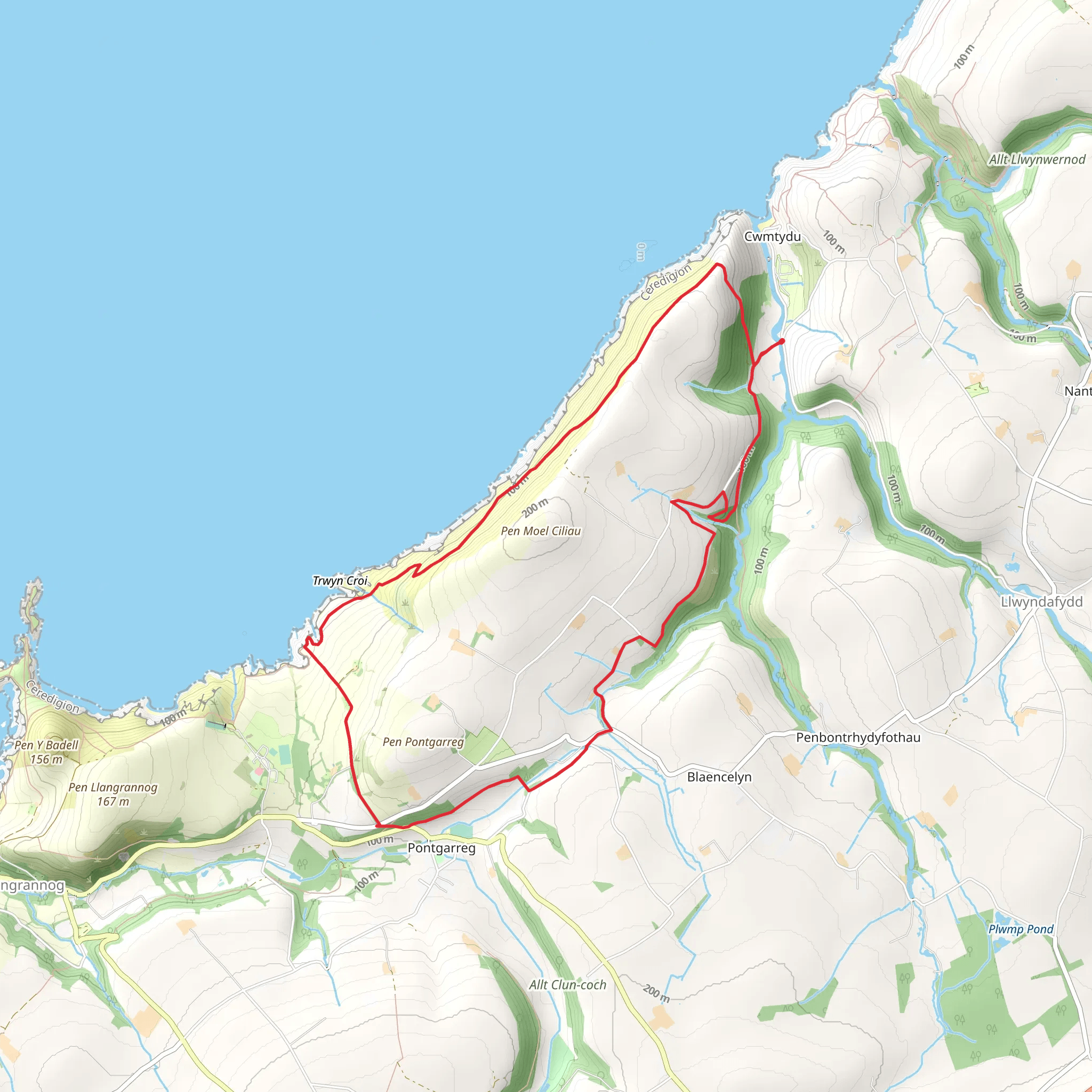 Trwyn Crou from Cwmtydu mobile static map