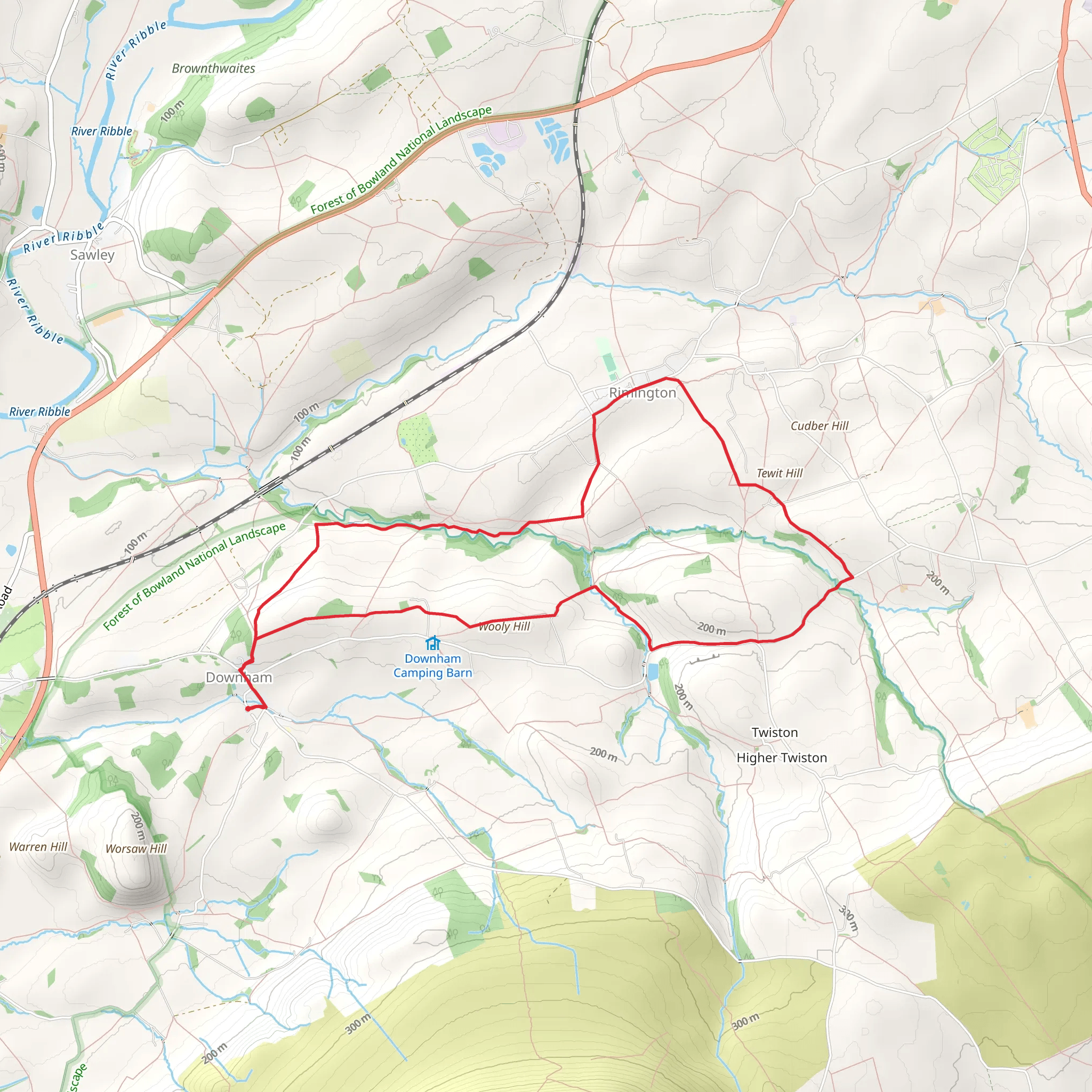 Downham and Rimington Loop mobile static map