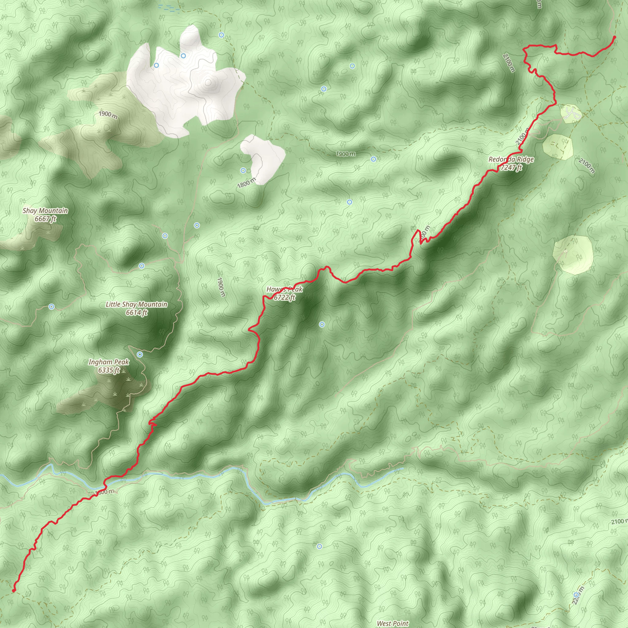 Crab Flats to Big Pine via Redonda Ridge Trail mobile static map