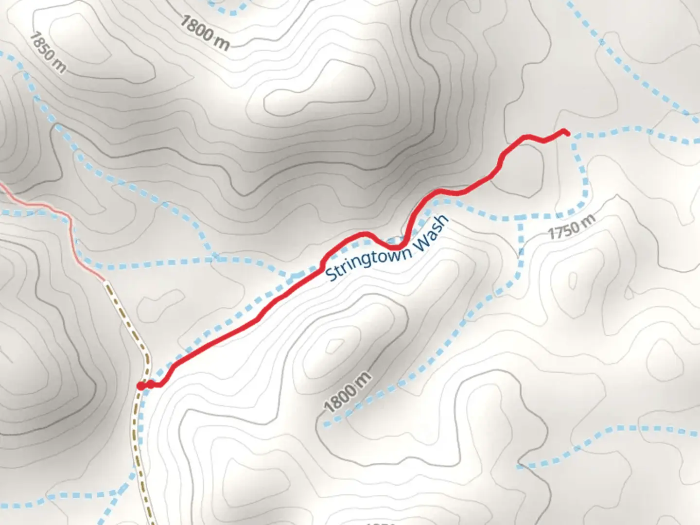An image depicting the trail Stringtown Trail and its surrounding area.