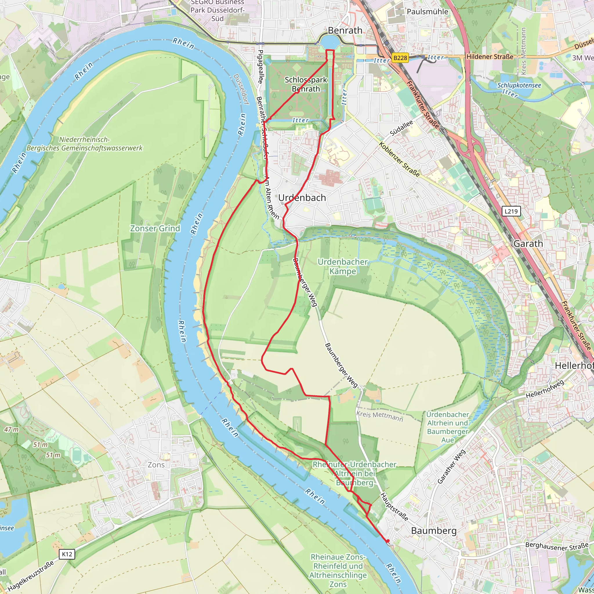Rhine via Hauptallee mobile static map