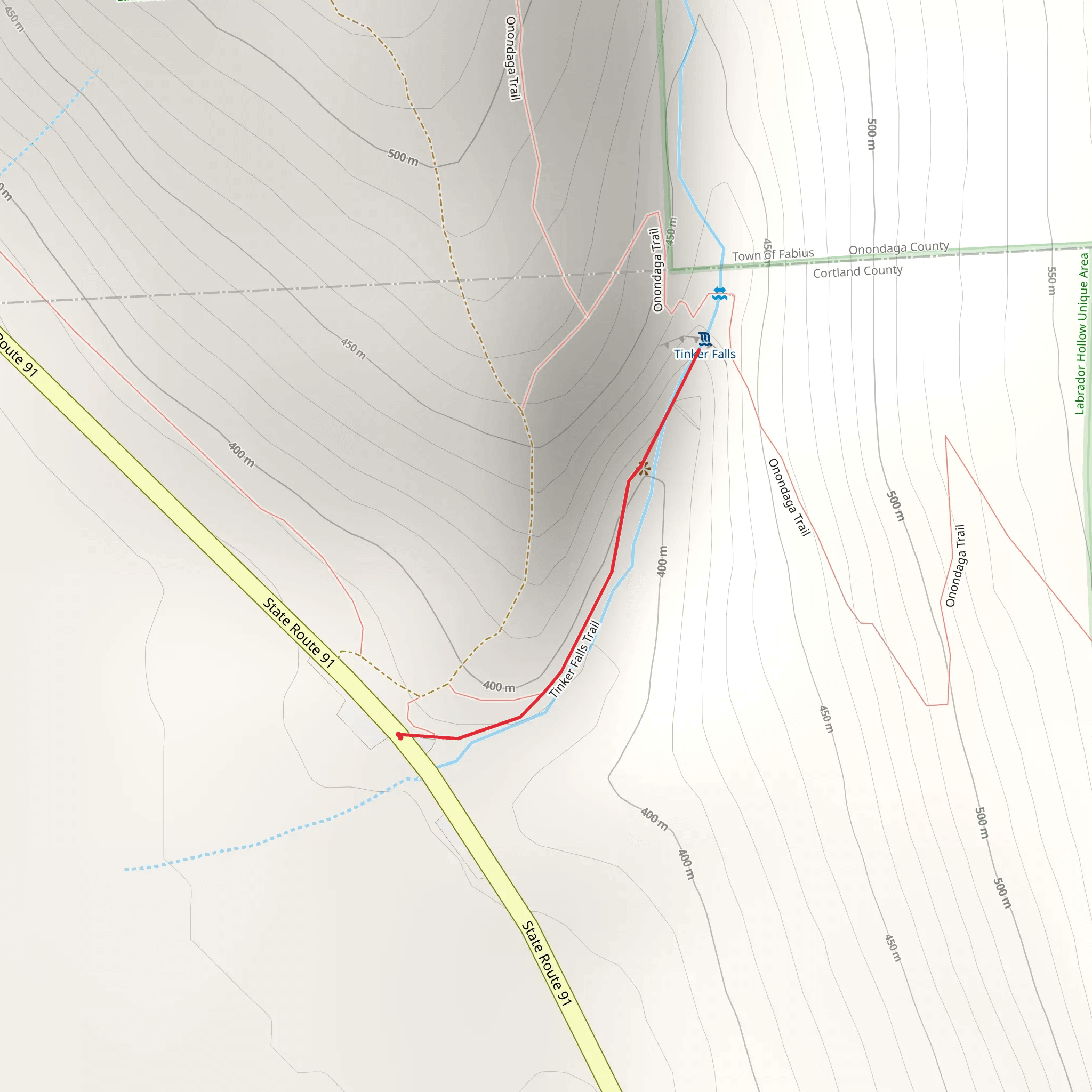 Tinker Falls Trail mobile static map