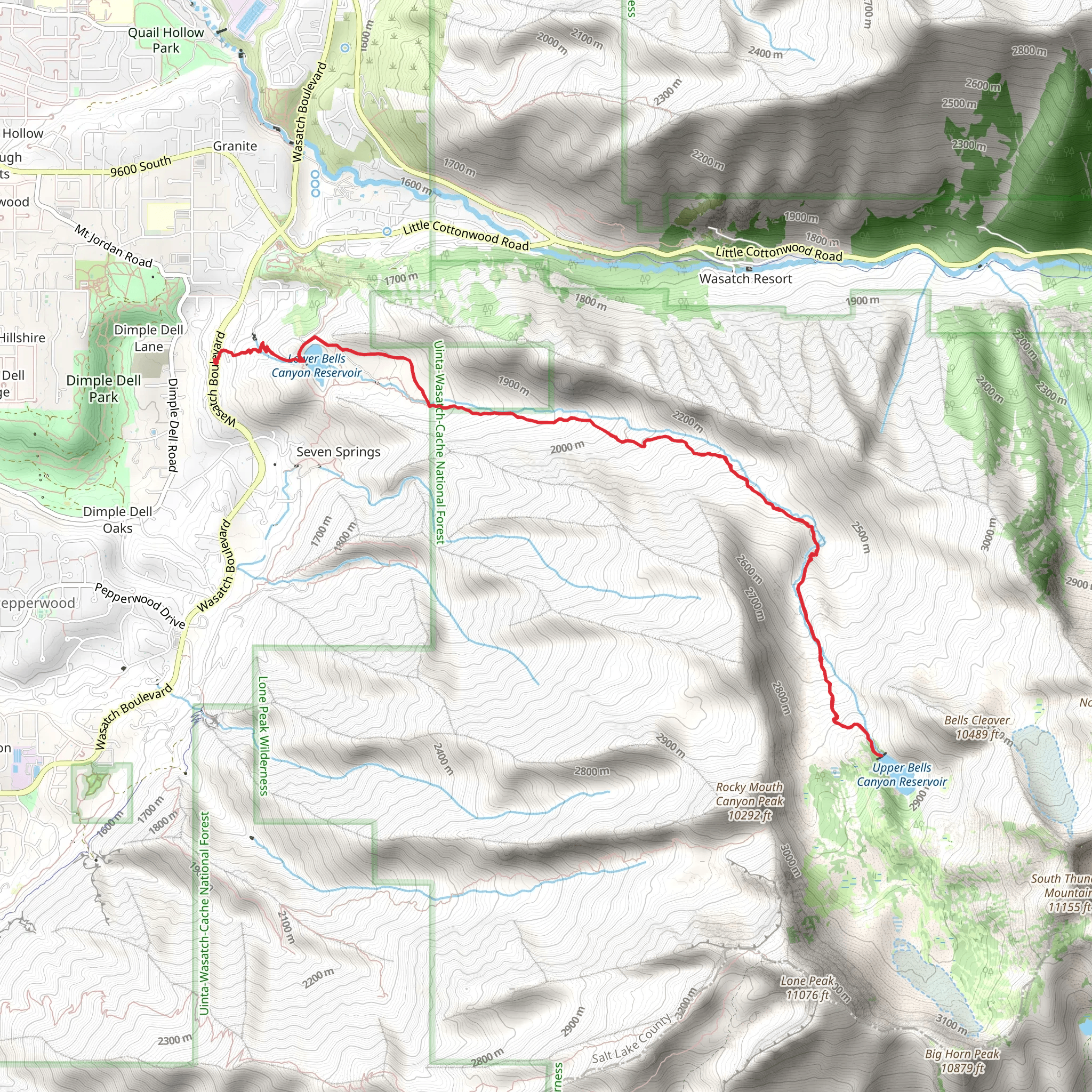 Bells Canyon Trail mobile static map