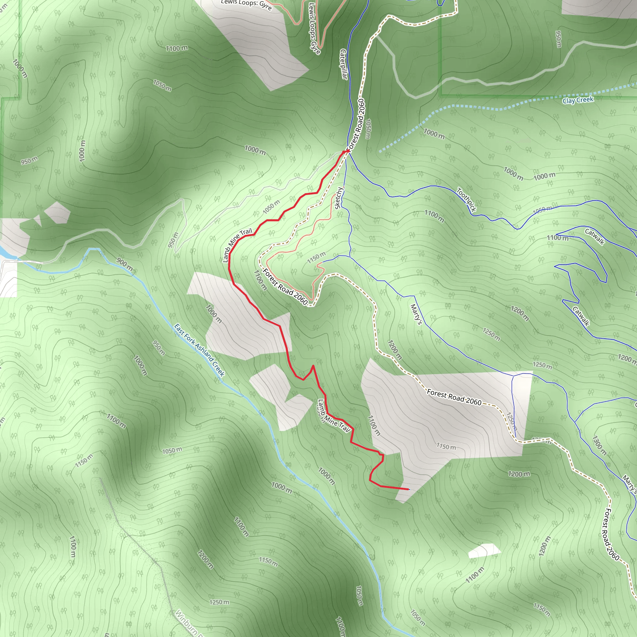 Lamb Mine Trail mobile static map