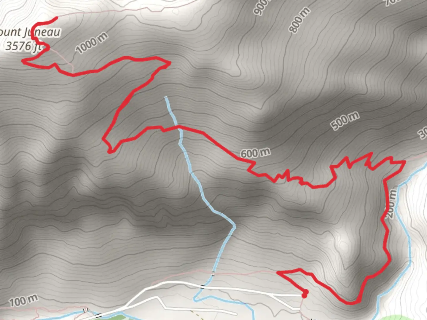 An image depicting the trail Mount Juneau Out and Back and its surrounding area.