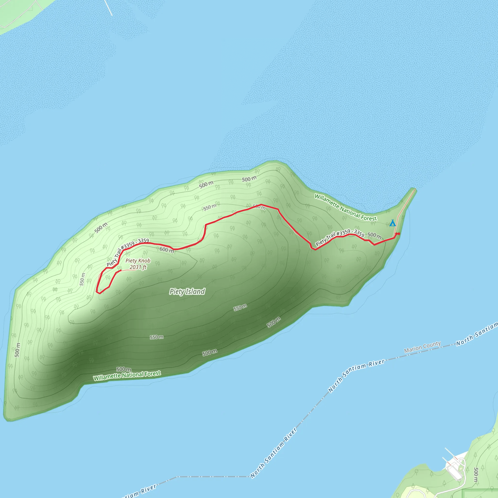 Piety Knob Island Trail mobile static map