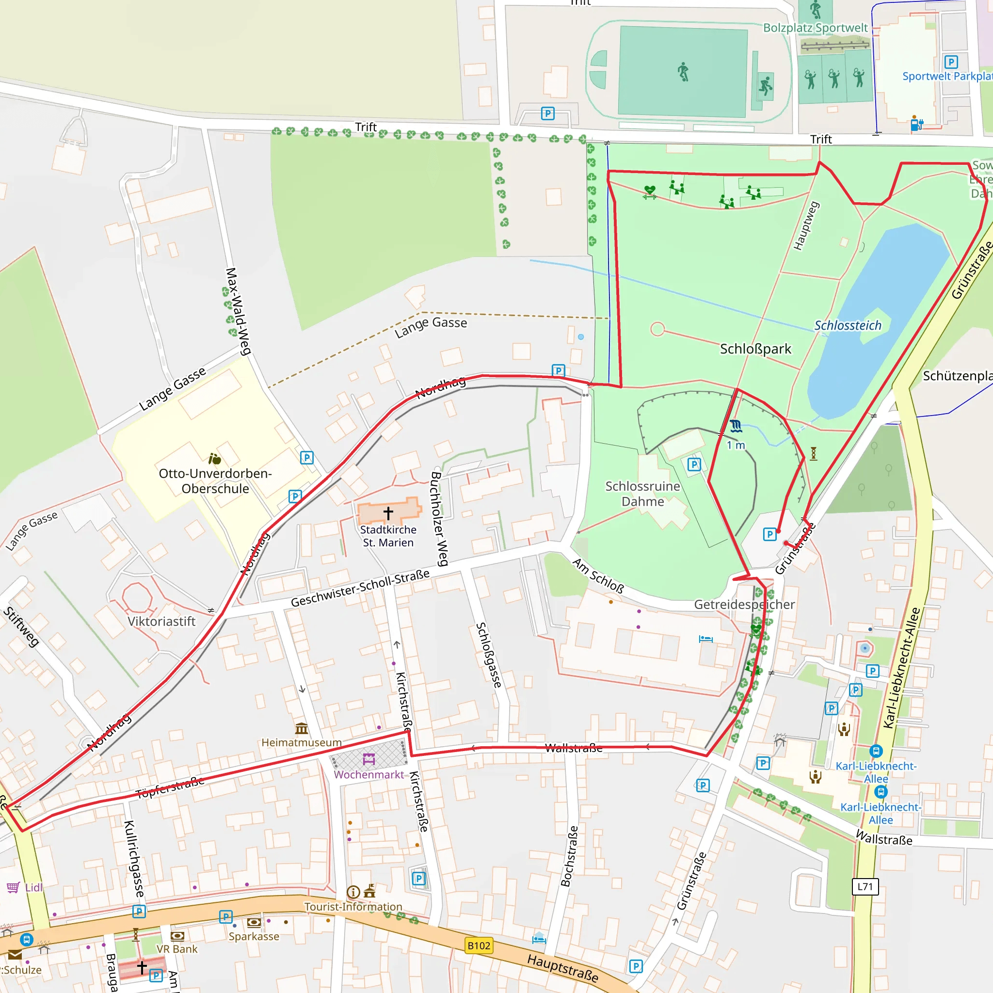 Schloßpark and Schlossteich Loop mobile static map