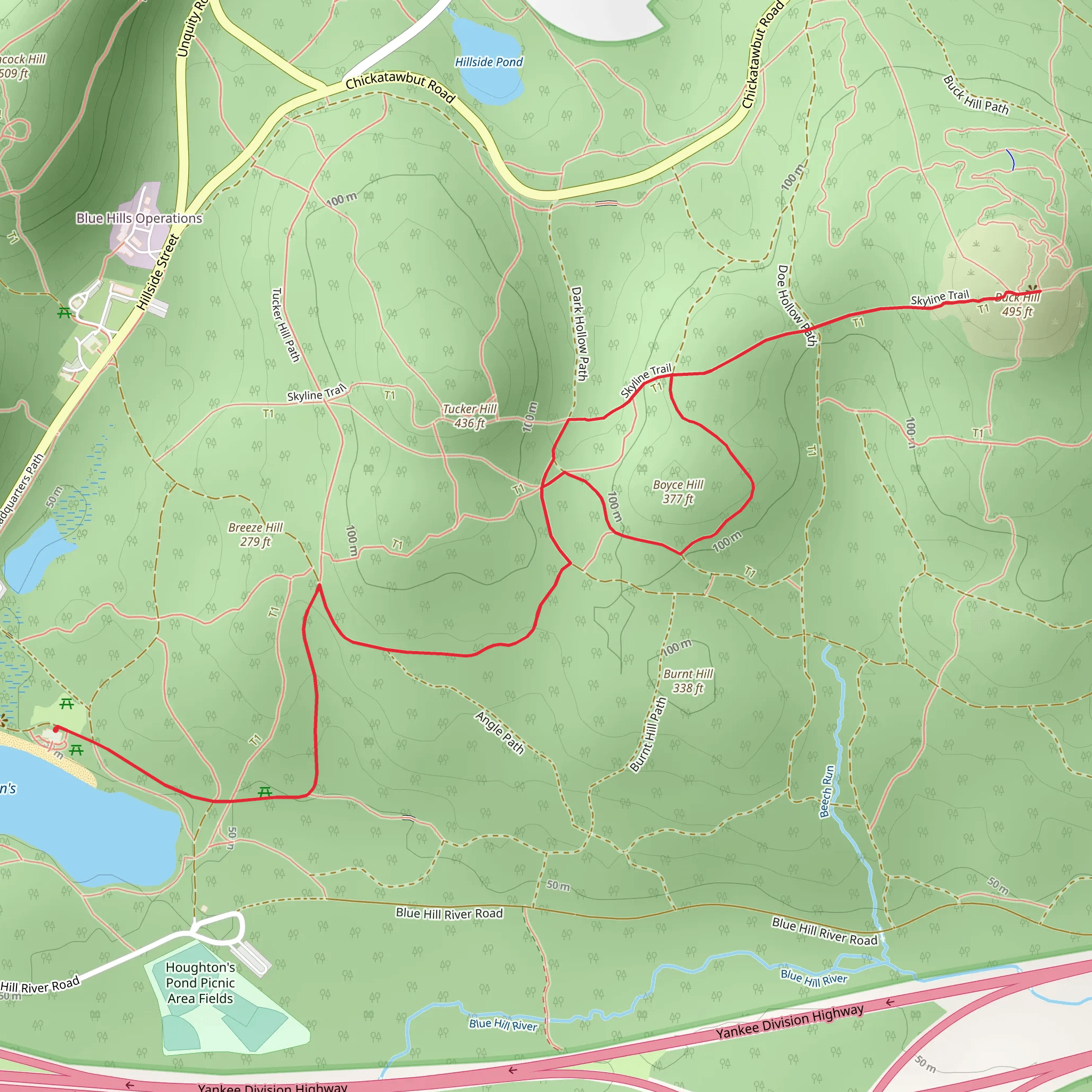 Breeze Hill, Boyce Hill and Buck Hill via Skyline Trail mobile static map