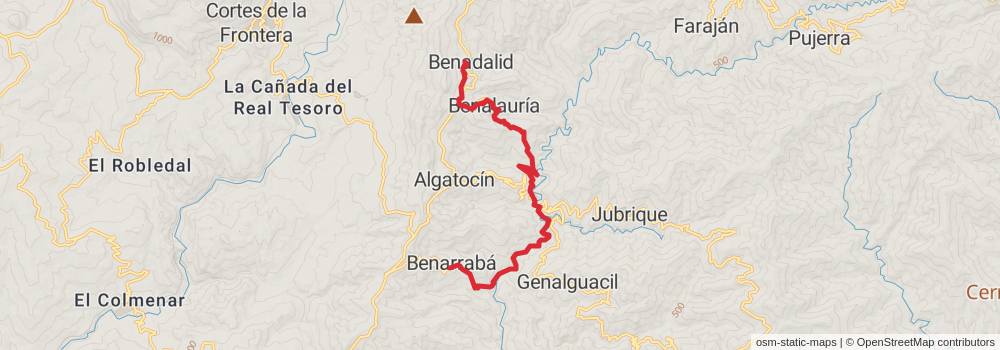 GR 141 Gran Senda de la Serranía de Ronda stage 5 Map