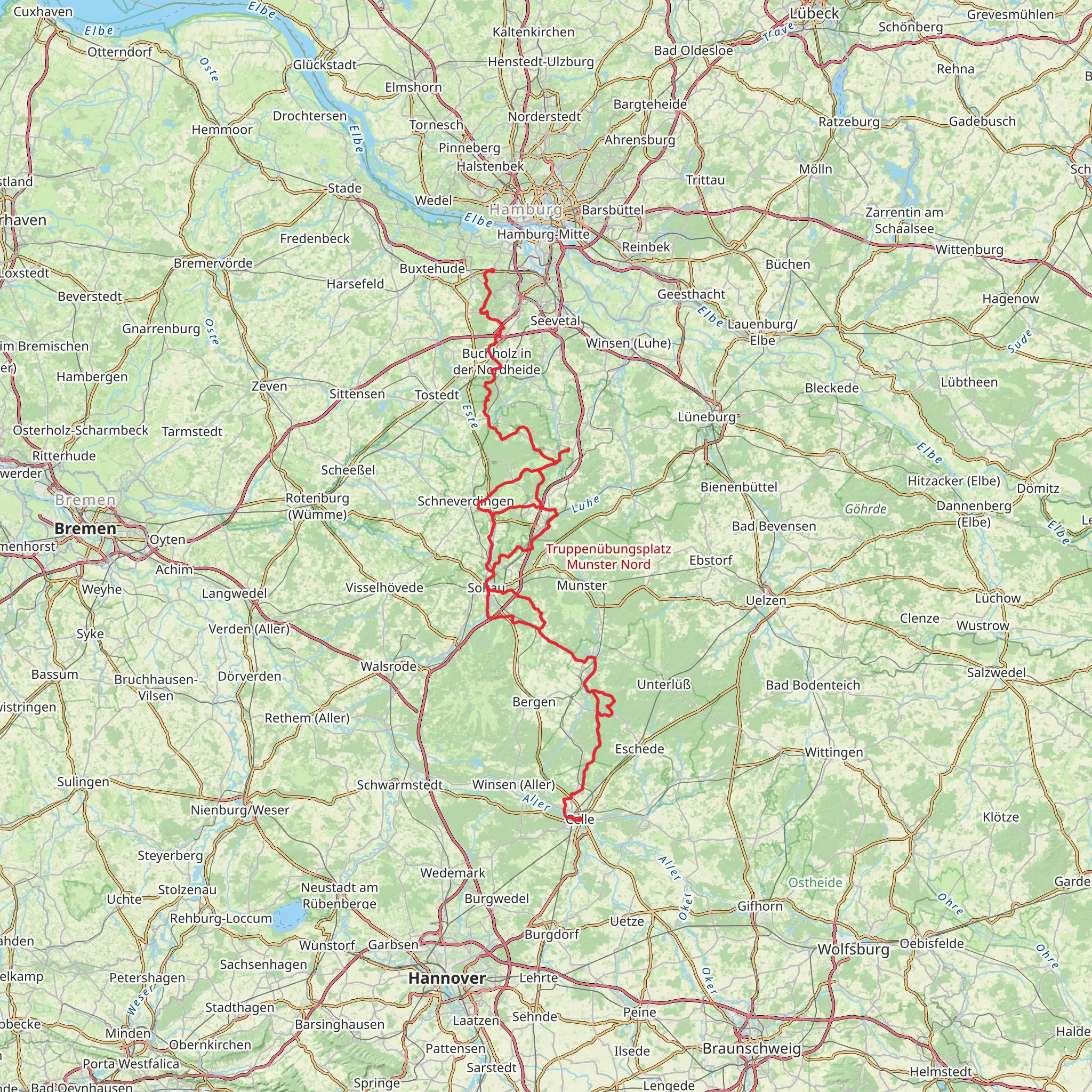 Heidschnuckenweg mobile static map