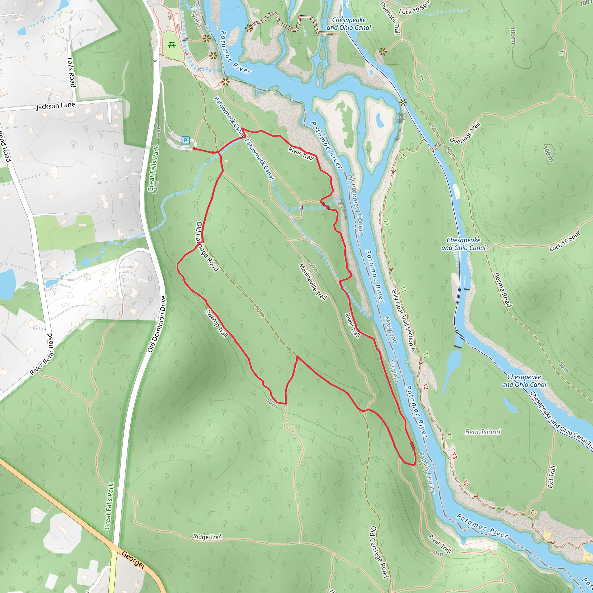 Potomac River Trail and Swamp Trail mobile static map