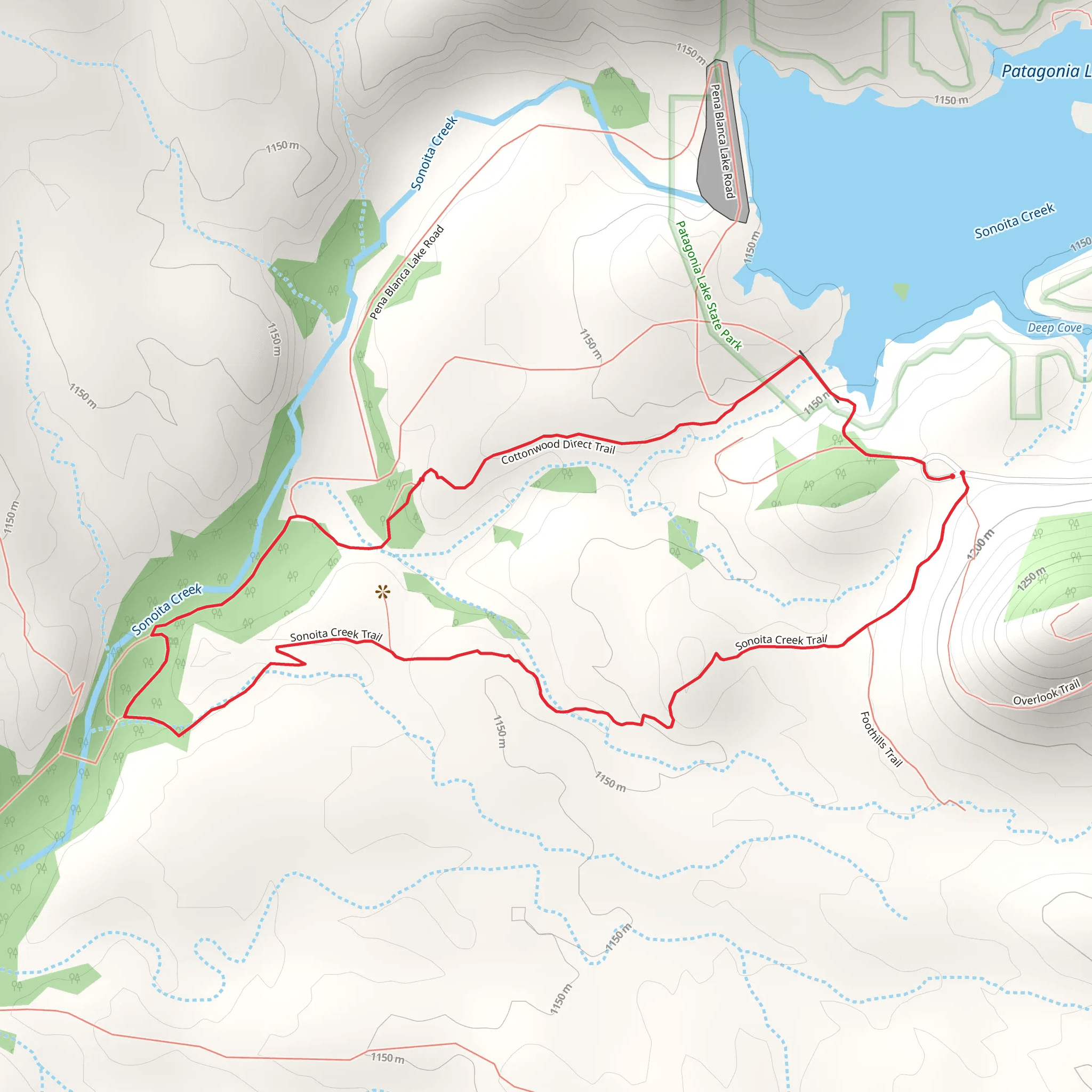 Cottonwood Direct and Sonoita Creek Loop Trail mobile static map