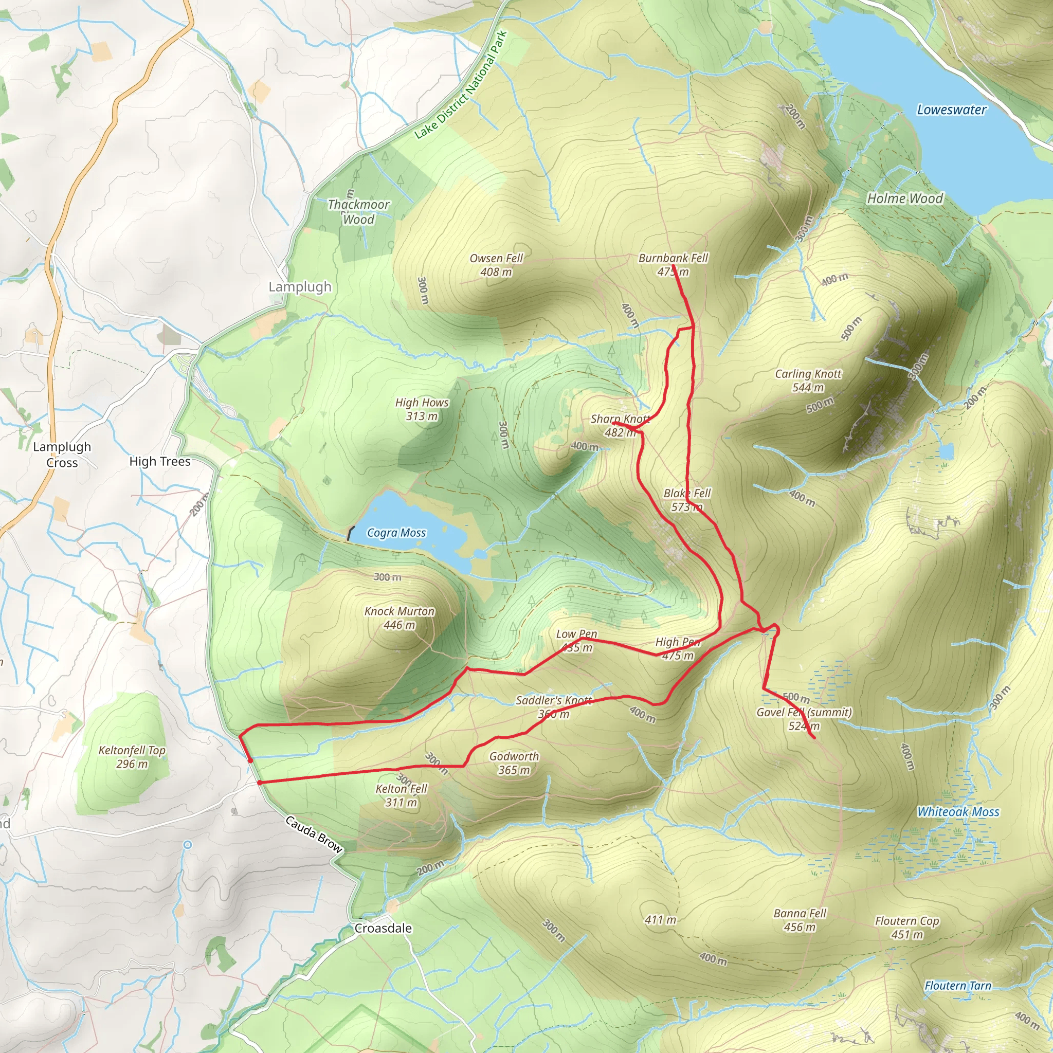Gavel Fell, Blake Fell and Sharp Knoll Loop mobile static map