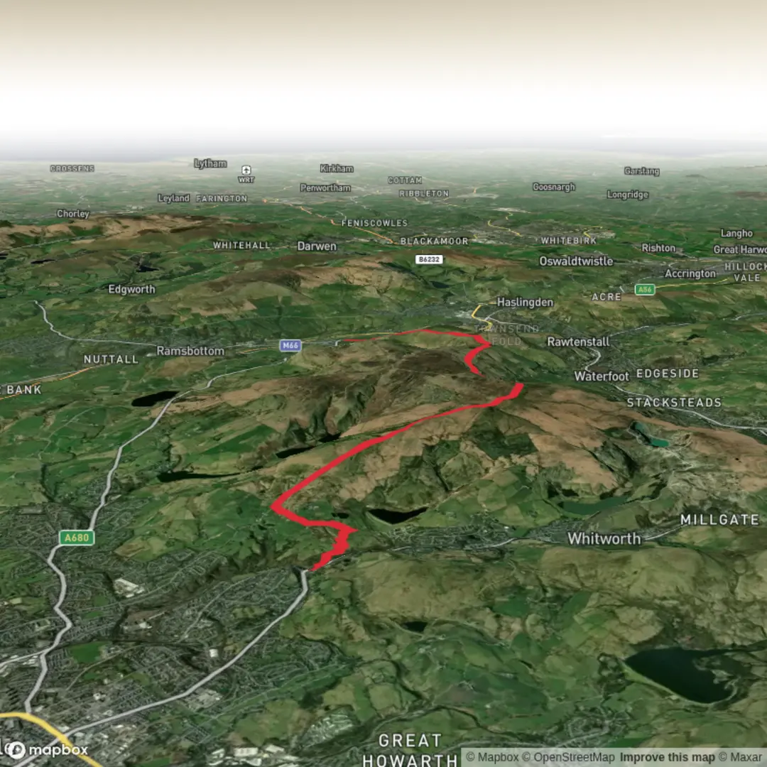 An image depicting the trail Hike from Whitworth to edenfield and its surrounding area.