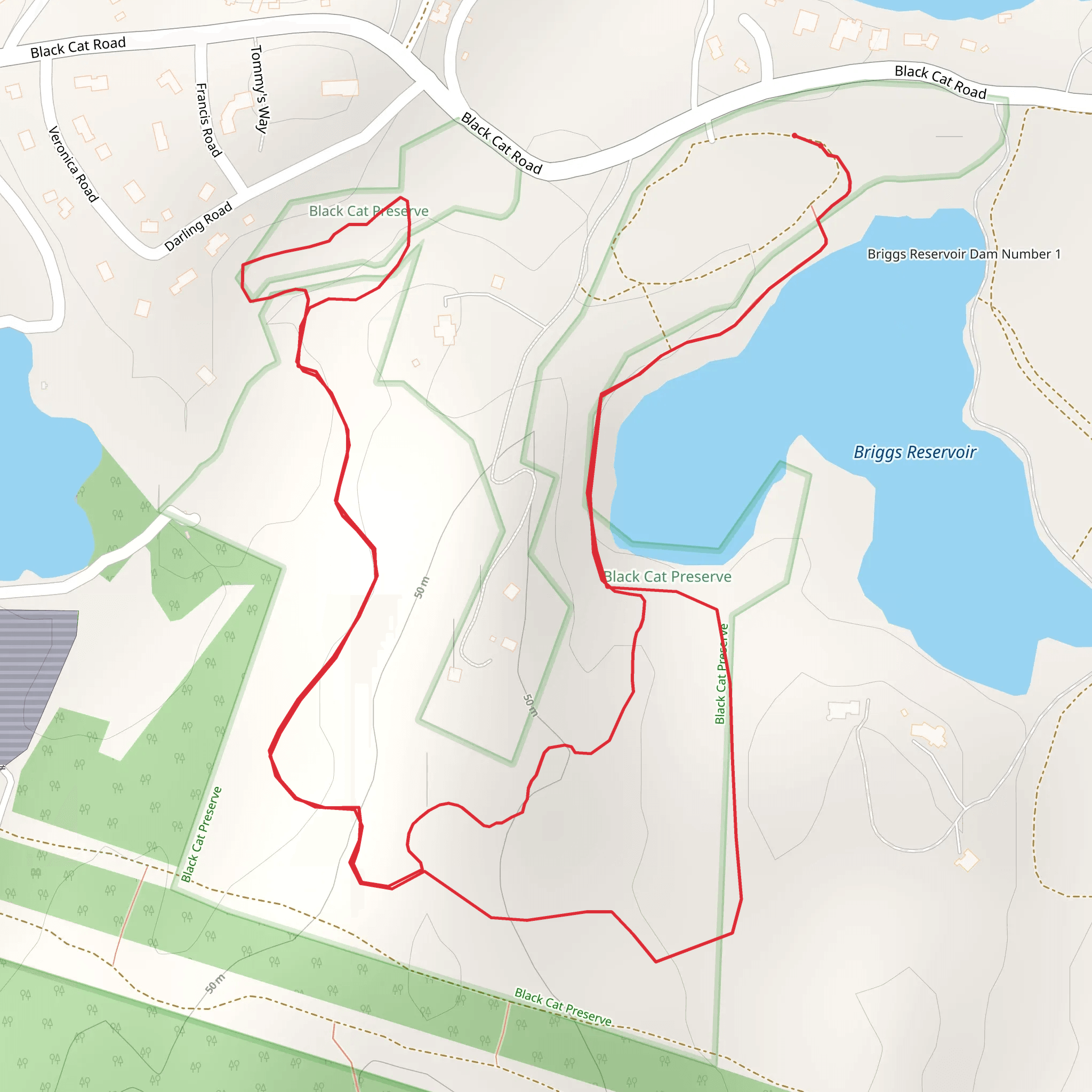 Briggs Reservoir Loop mobile static map