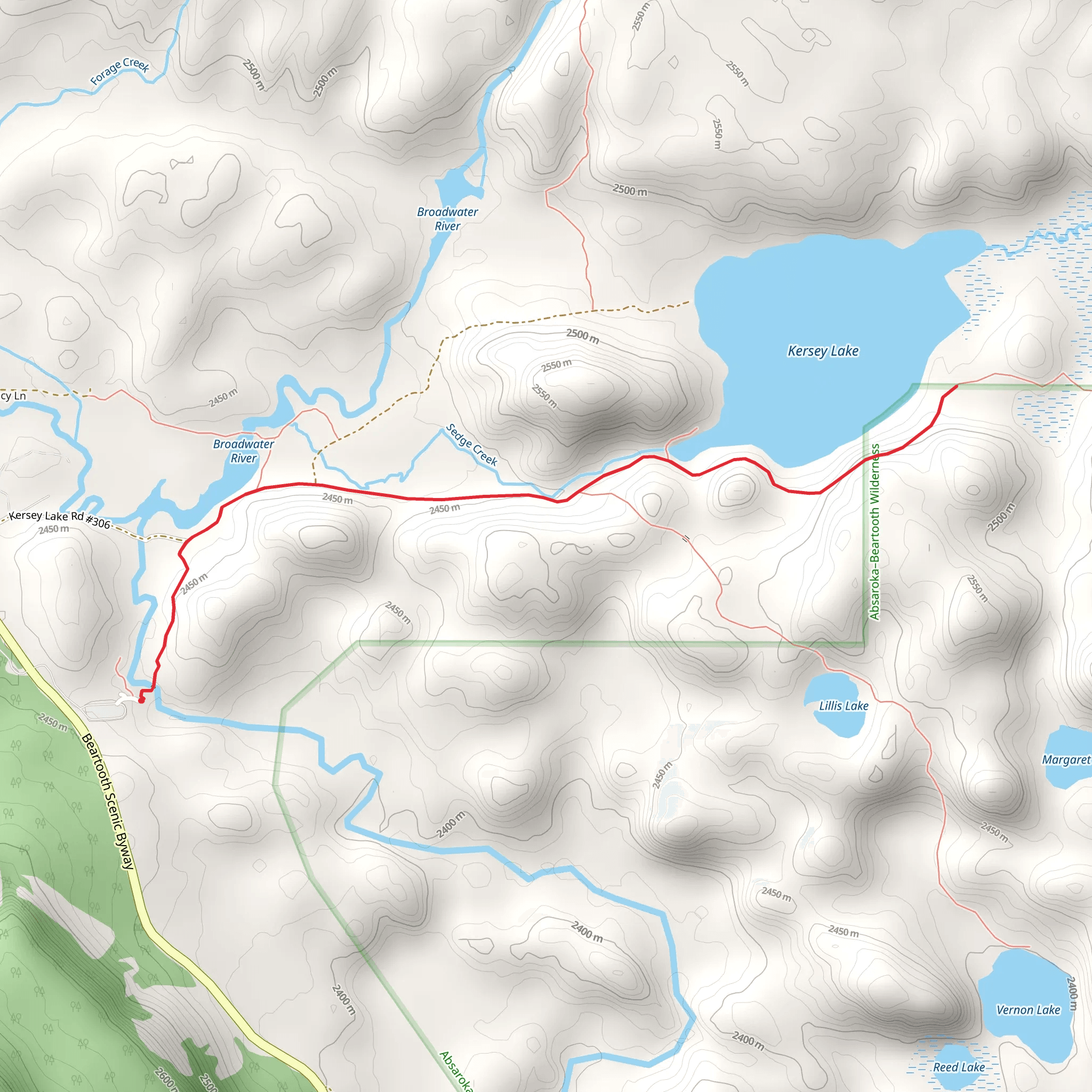 Kersey Lake via Russel Creek Trail mobile static map