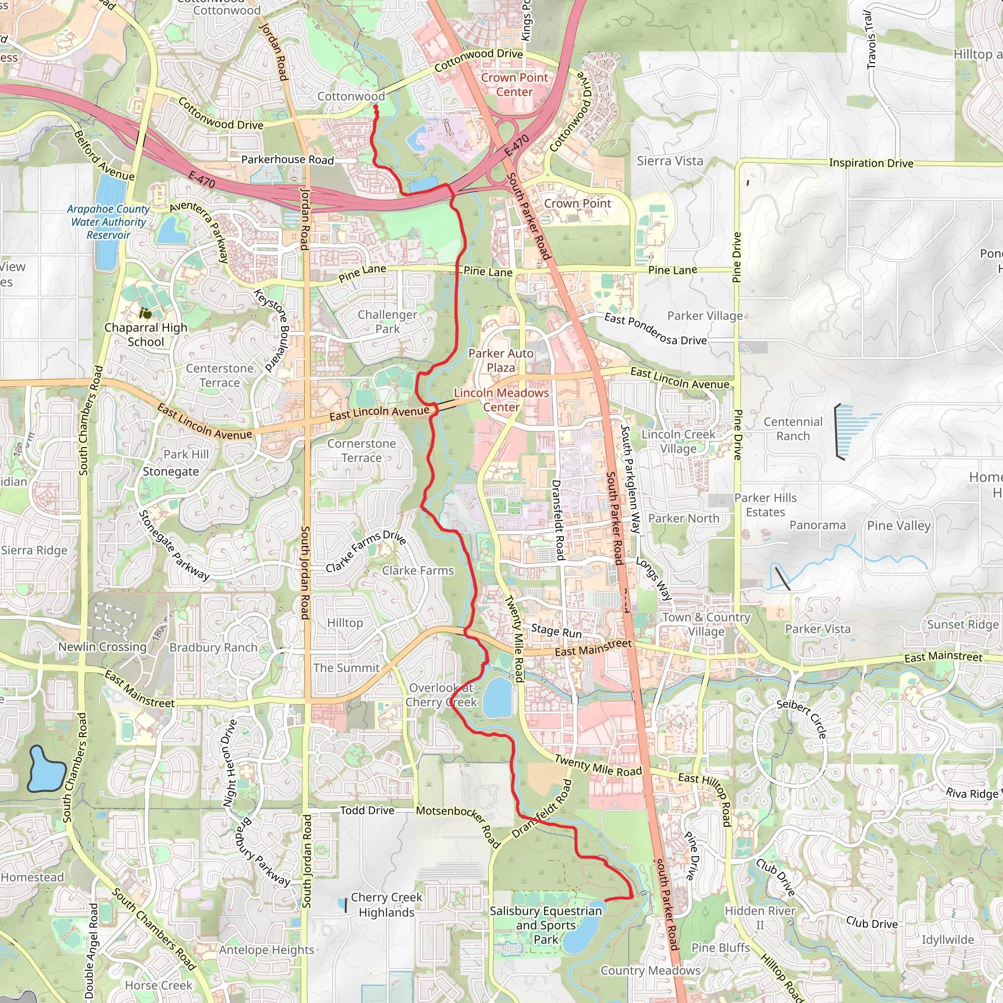 Cherry Creek Trail mobile static map