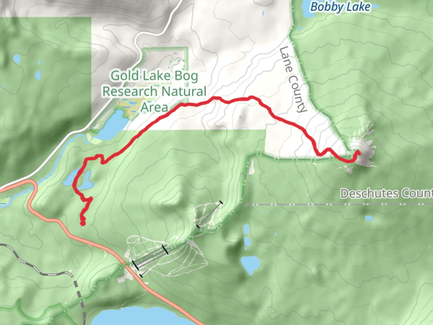 An image depicting the trail Maiden Peak via Upper Marilyn Lake and its surrounding area.