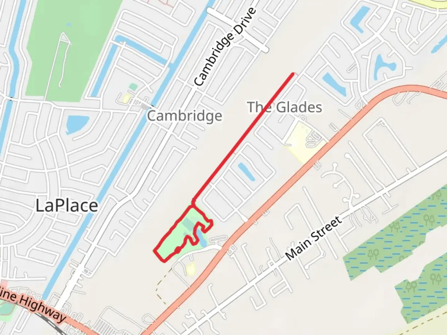 An image depicting the trail Thomas F Daley Memorial Park Loop and its surrounding area.