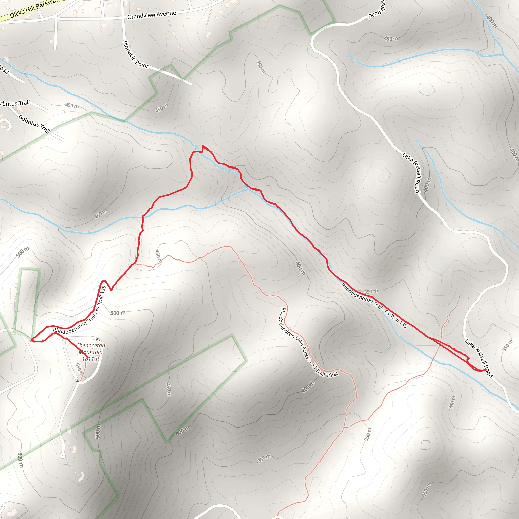 Chenocetah Mountain via Rhododendron Trail mobile static map