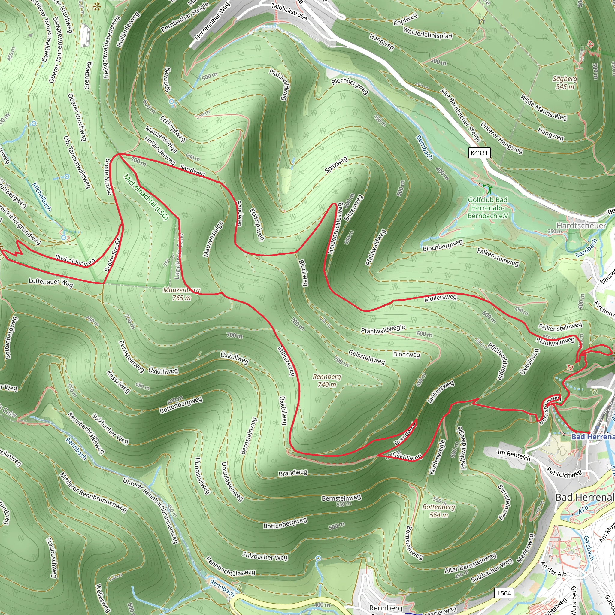 Siebentaler Therme, bernstein and Mauzenberg Loop mobile static map