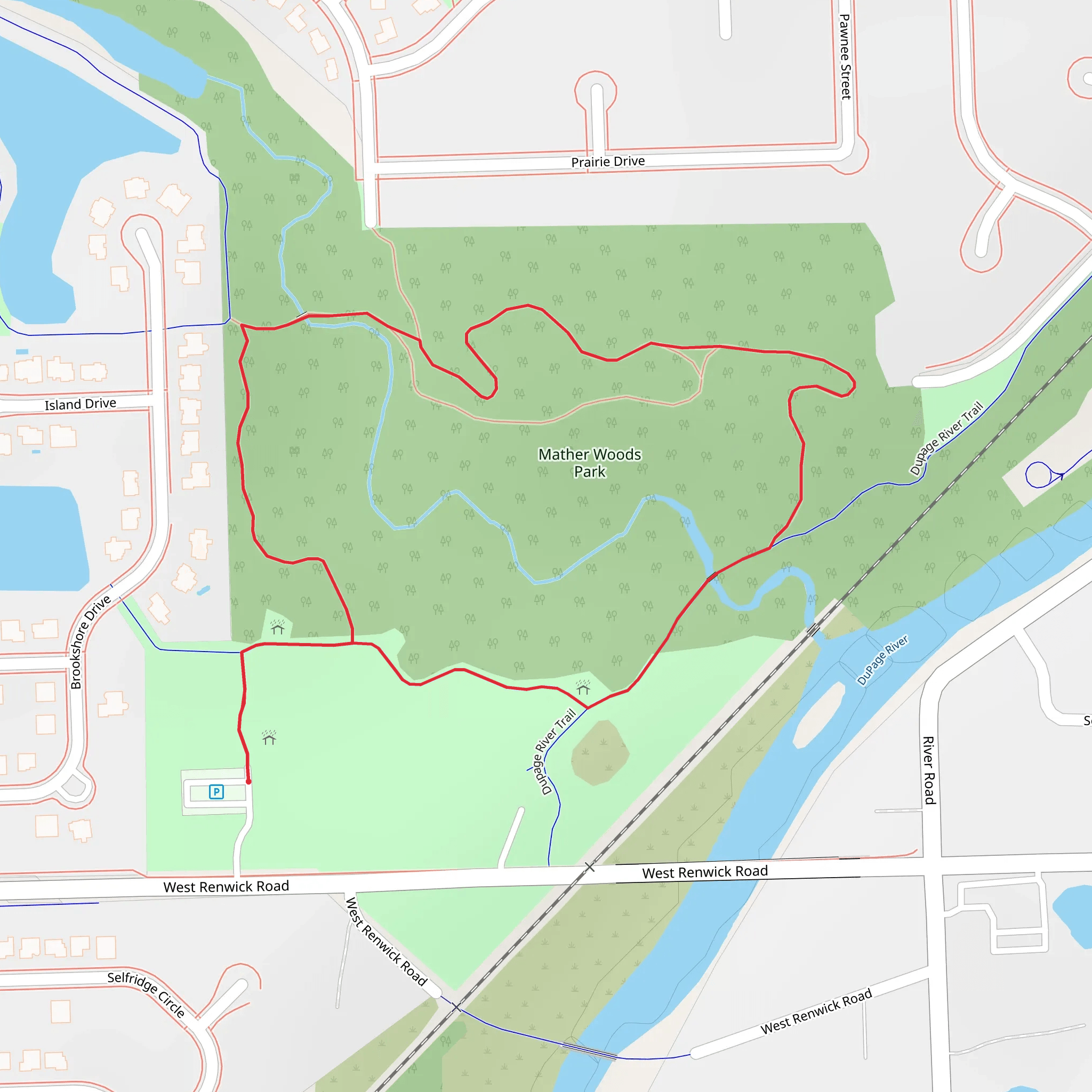 Mather Woods Park Loop mobile static map