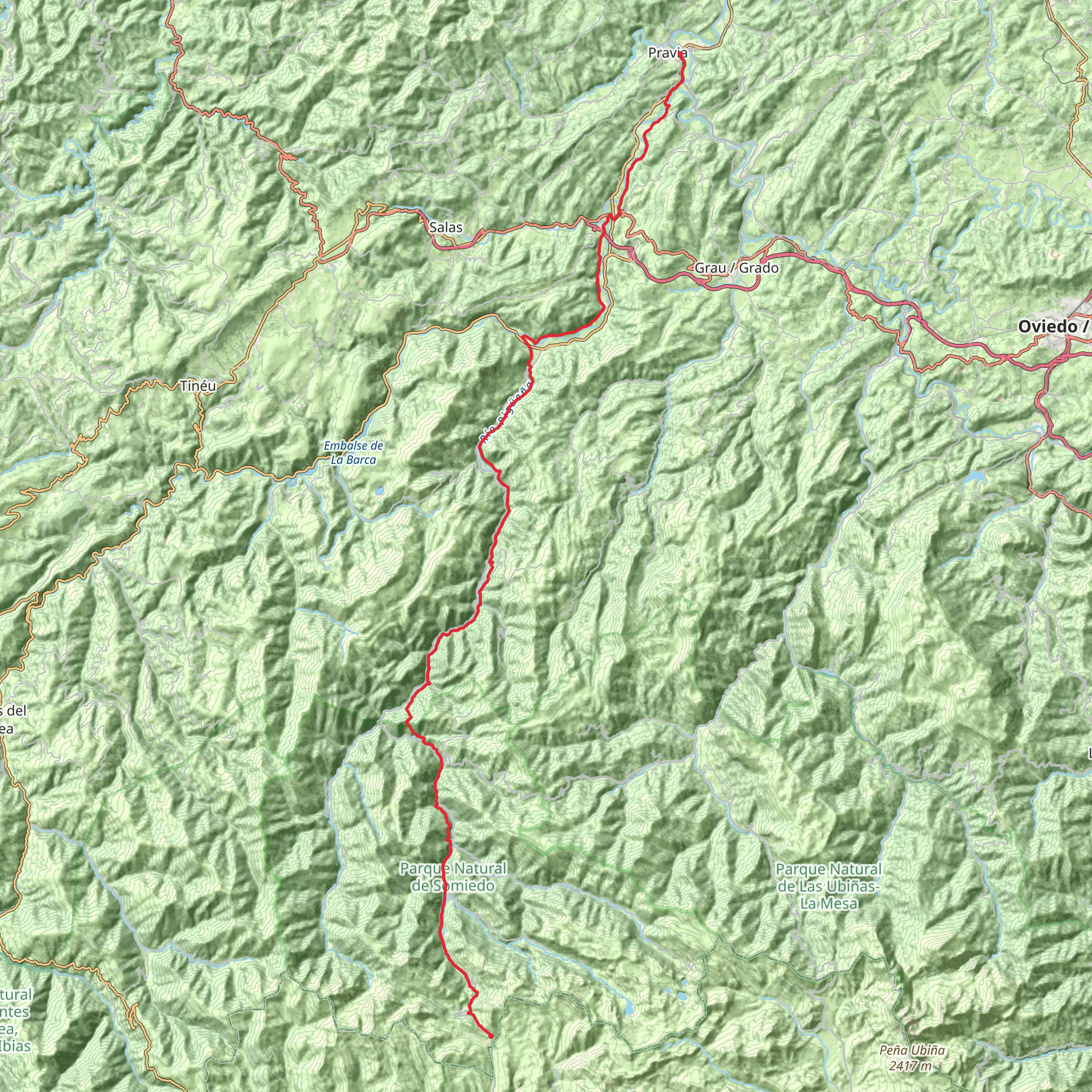 GR 205 Ruta de la Escrita o de los Vaqueiros de alzada - Puerto de Somiedo - Pravia mobile static map