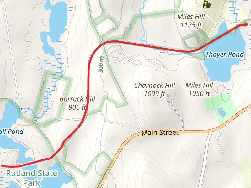 Thayer Pond to Whitehall Pond and Barrack Hill