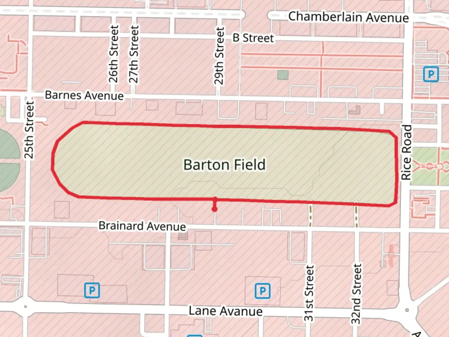 An image depicting the trail Barton Field Loop and its surrounding area.