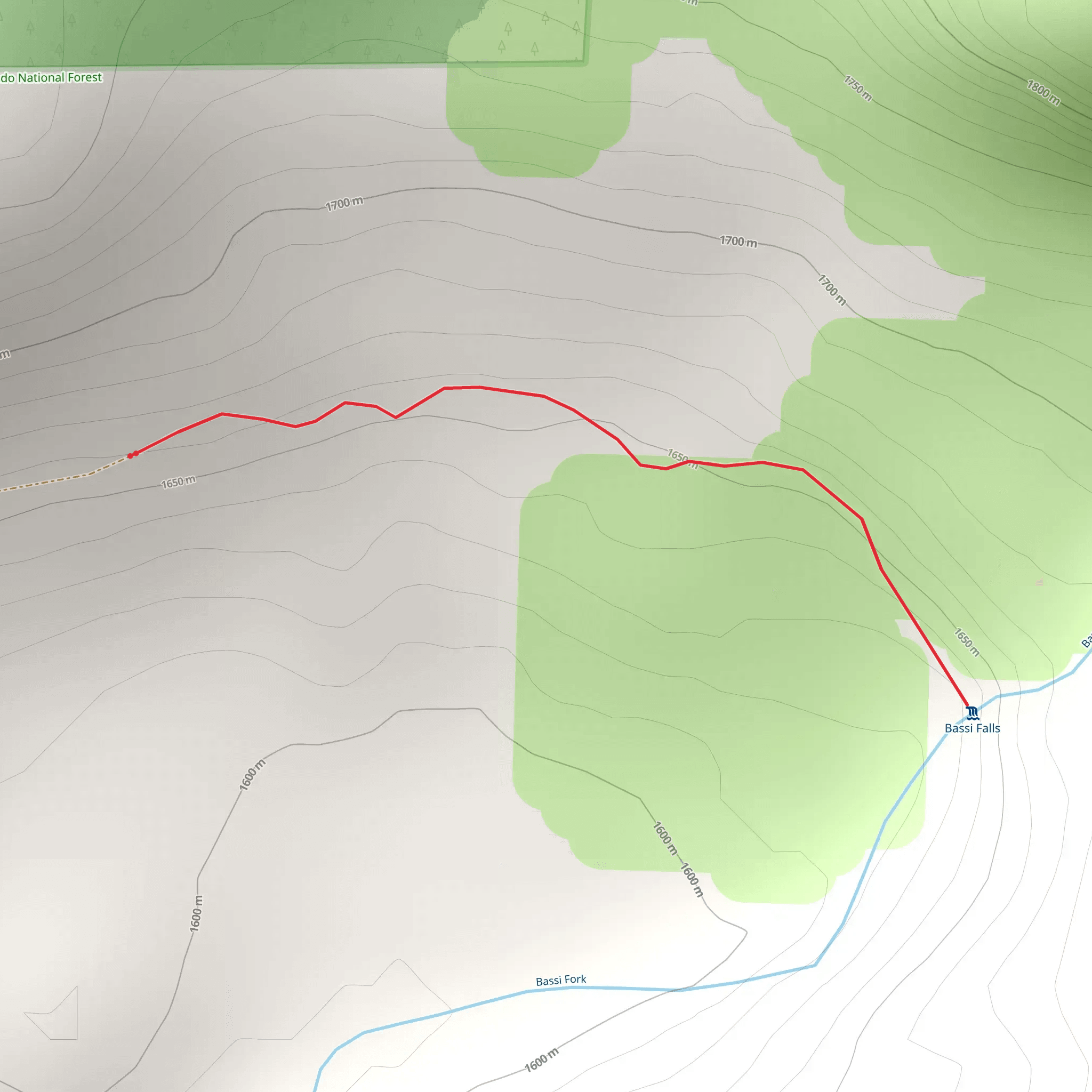 Bassi Falls Trail mobile static map