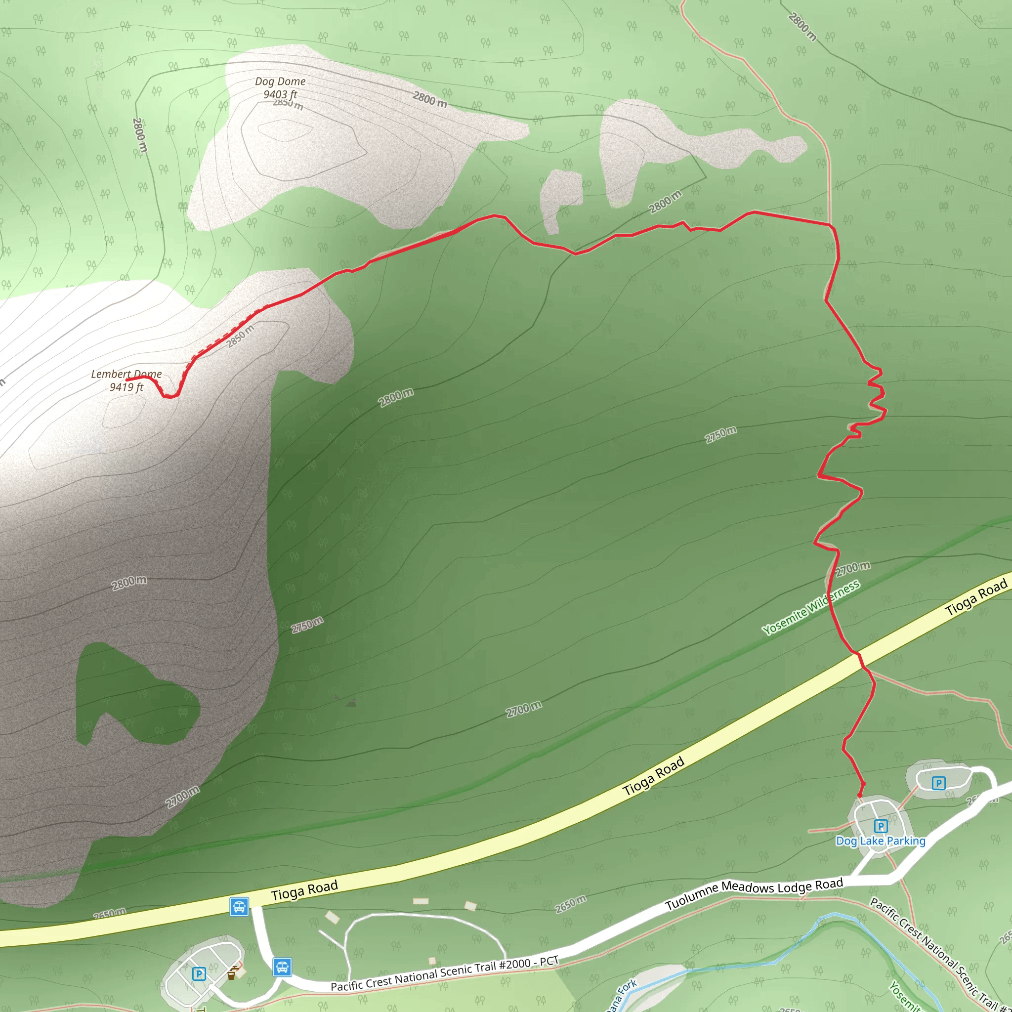 Lembert Dome Trail mobile static map