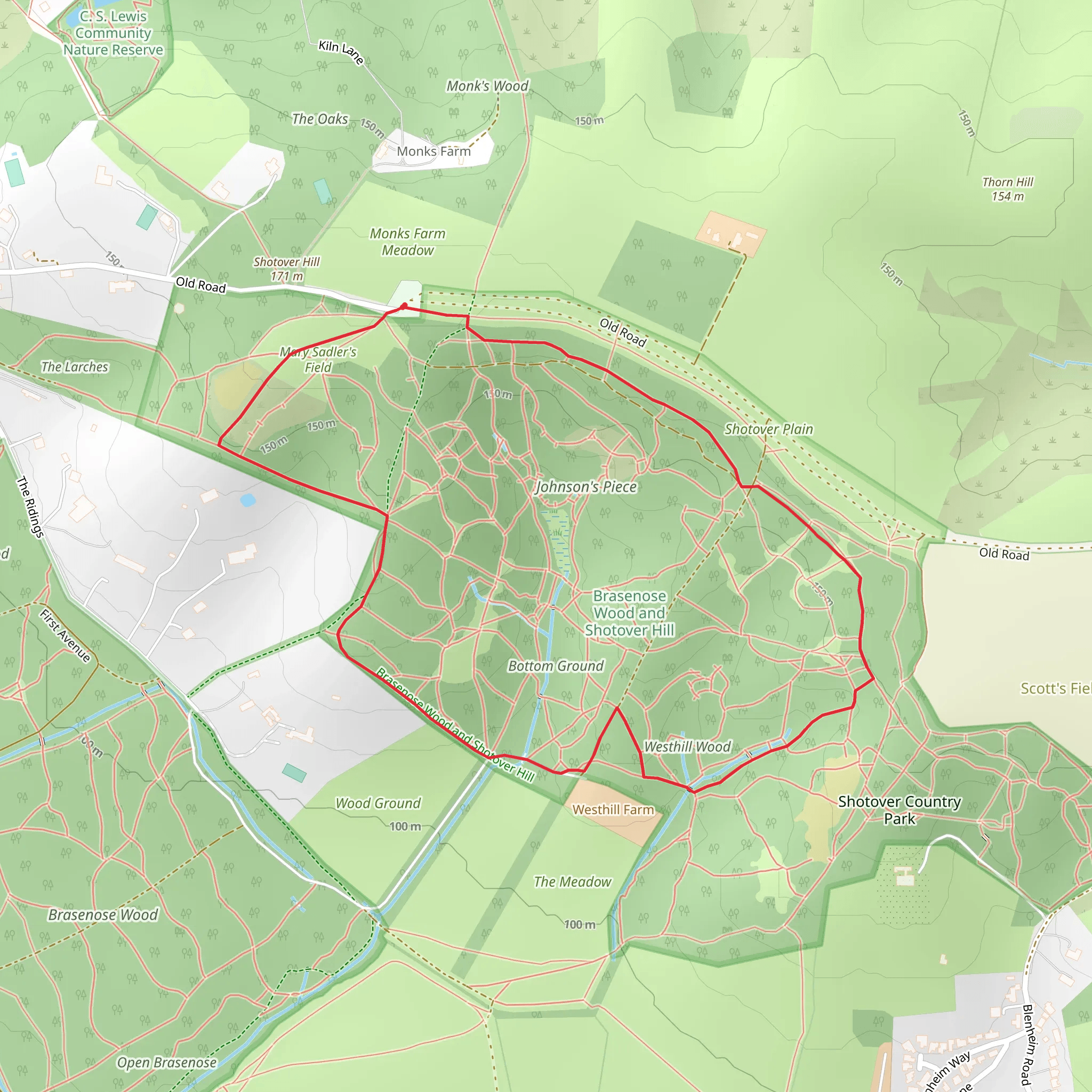 Shotover Country Park Loop mobile static map