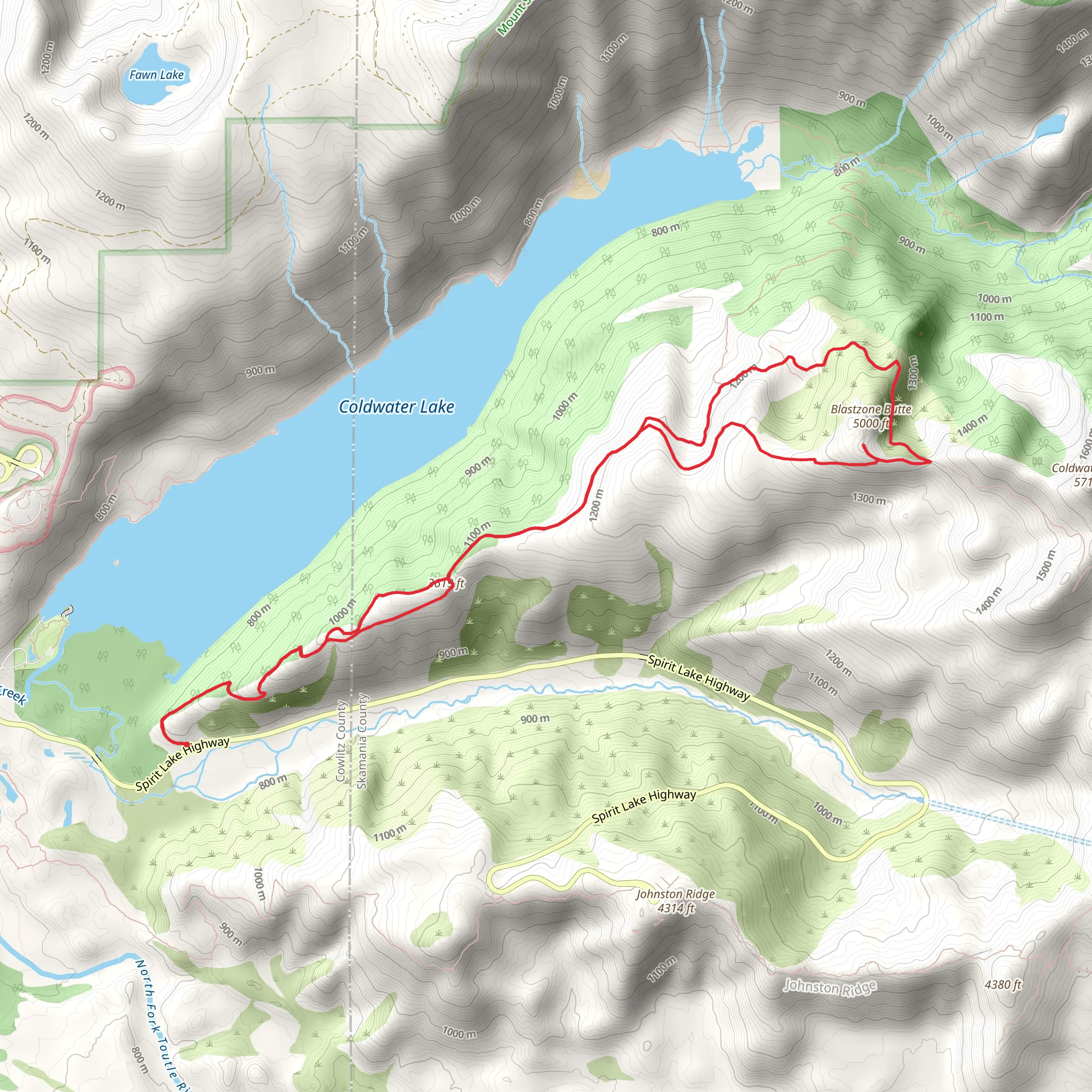 Blastzone Butte via South Coldwater Trail mobile static map
