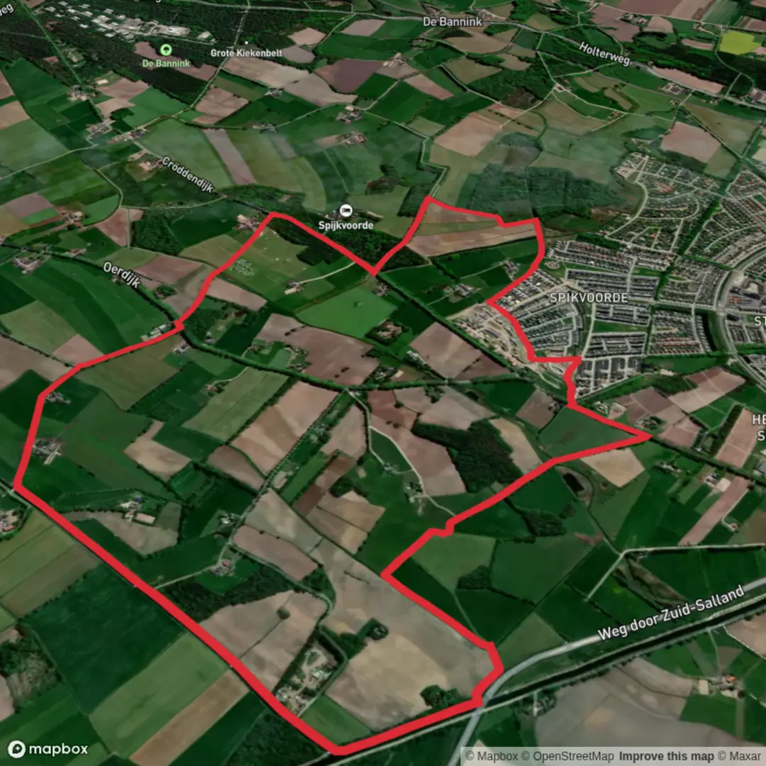 An image depicting the trail Sallandpad and Oerdijk - Groene Route and its surrounding area.