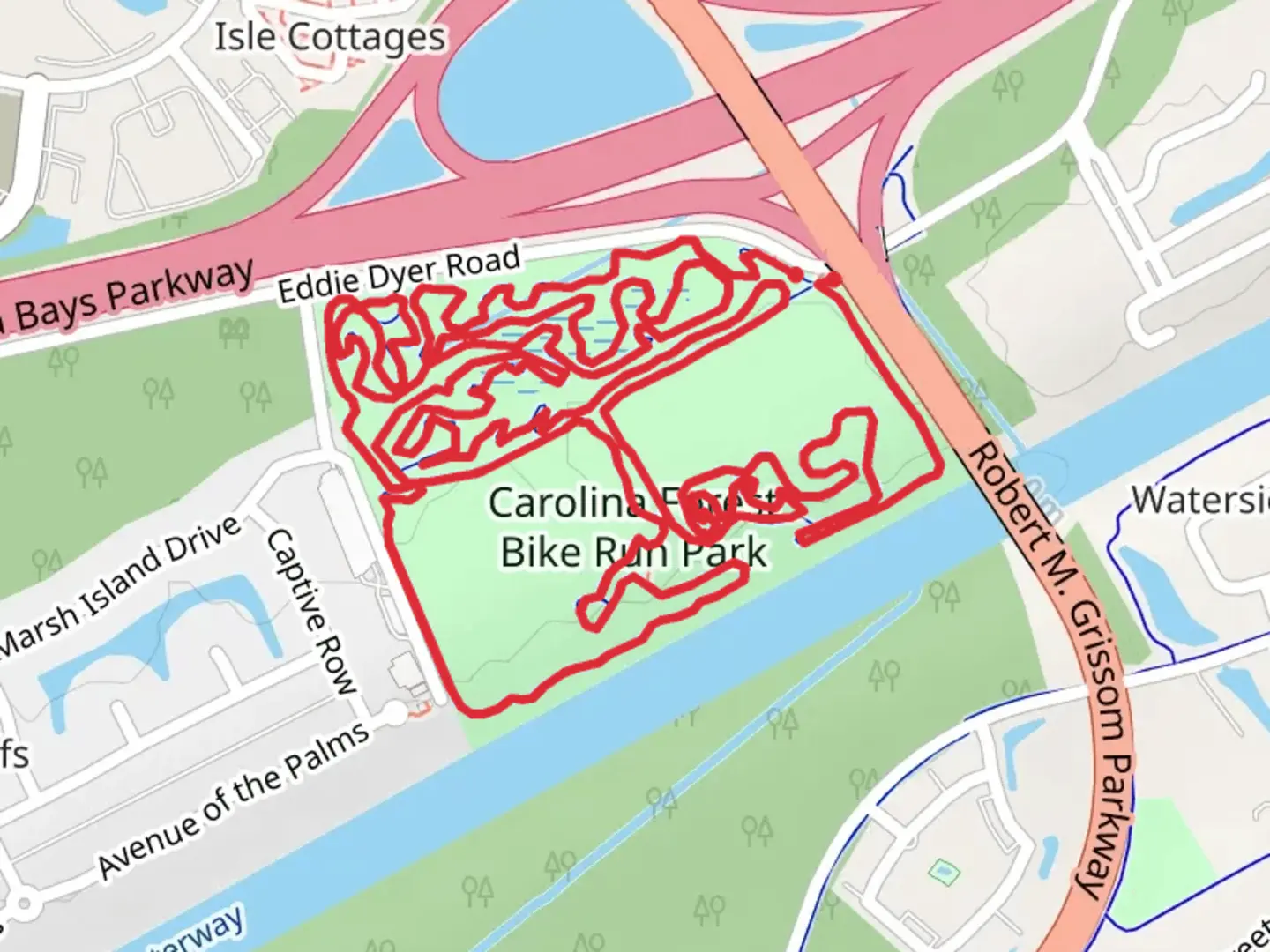 An image depicting the trail Hulk Island and Table Tops Loop and its surrounding area.
